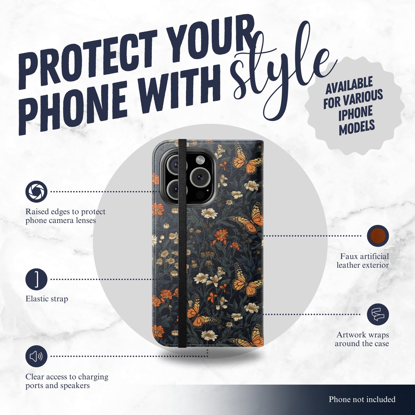 Enchanted - iPhone Flip Case Wallet, Leather Folio Case Phone Case-aesthetic phone case-shockproof phone case-cute phone case-designer phone case-elegant phone case-luxury phone case-phone accessories-fashion accessory