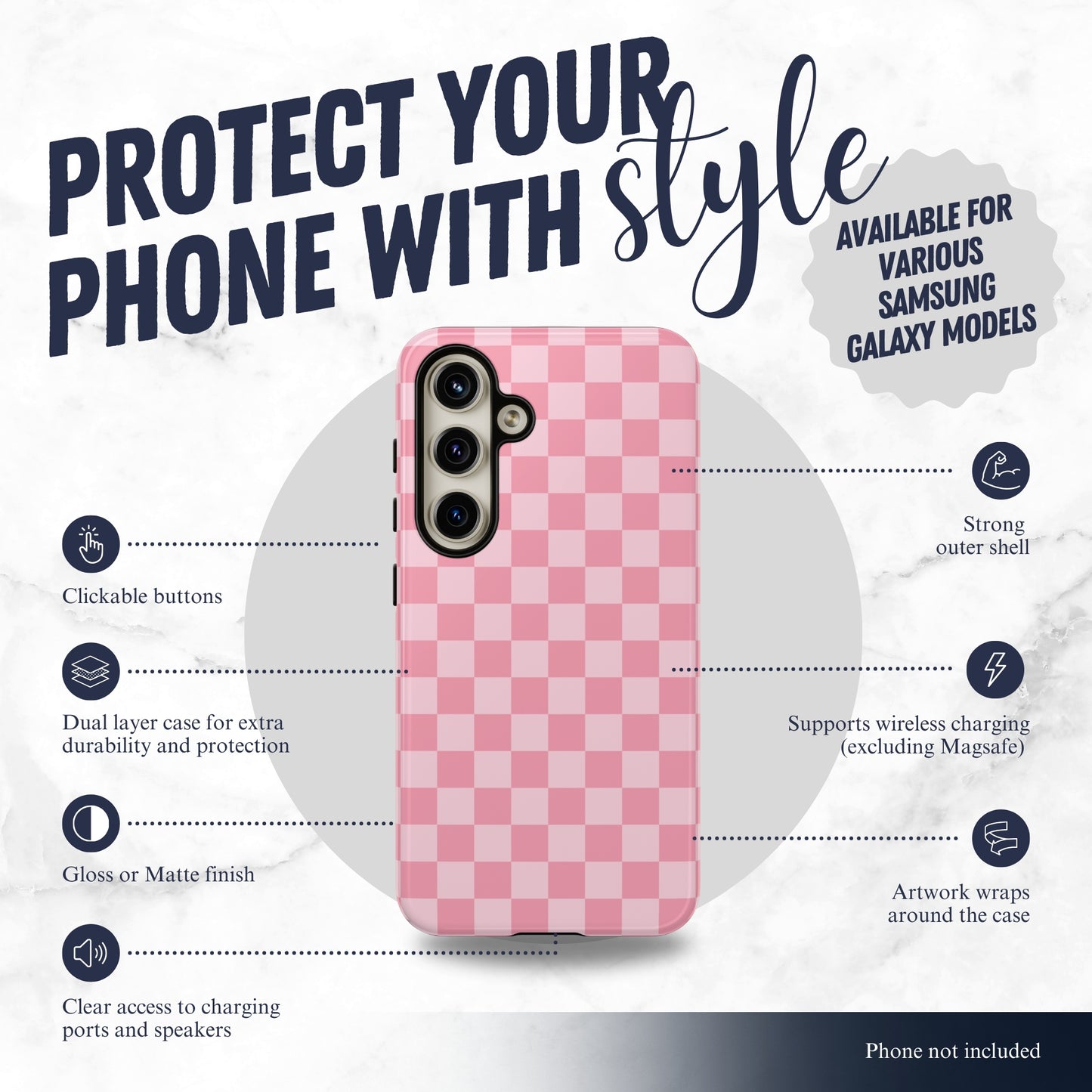 Blush Check - Samsung Galaxy Case Phone Case-aesthetic phone case-shockproof phone case-cute phone case-designer phone case-elegant phone case-luxury phone case-phone accessories-fashion accessory