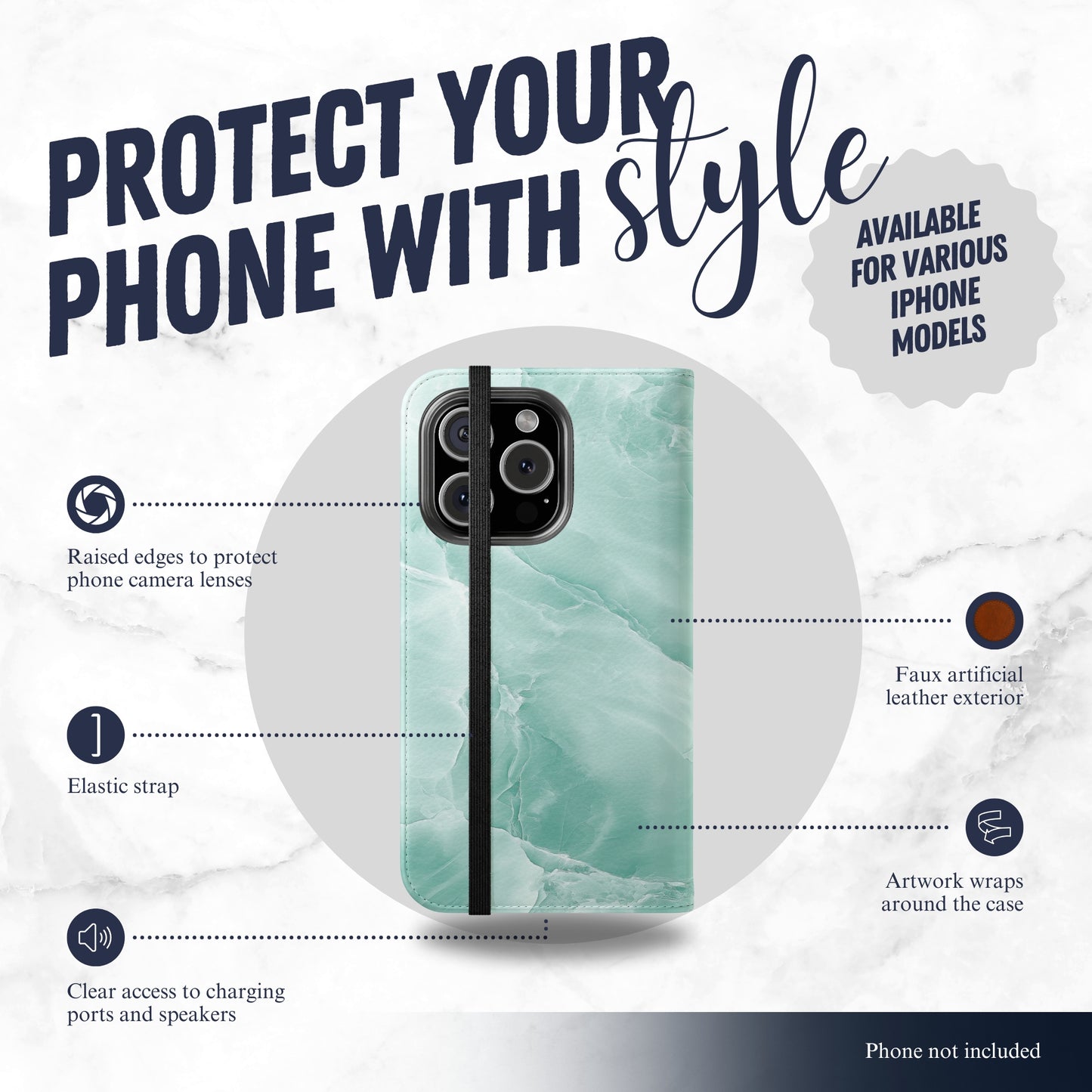 Jade - iPhone Flip Case Wallet, Leather Folio Case Phone Case-aesthetic phone case-shockproof phone case-cute phone case-designer phone case-elegant phone case-luxury phone case-phone accessories-fashion accessory