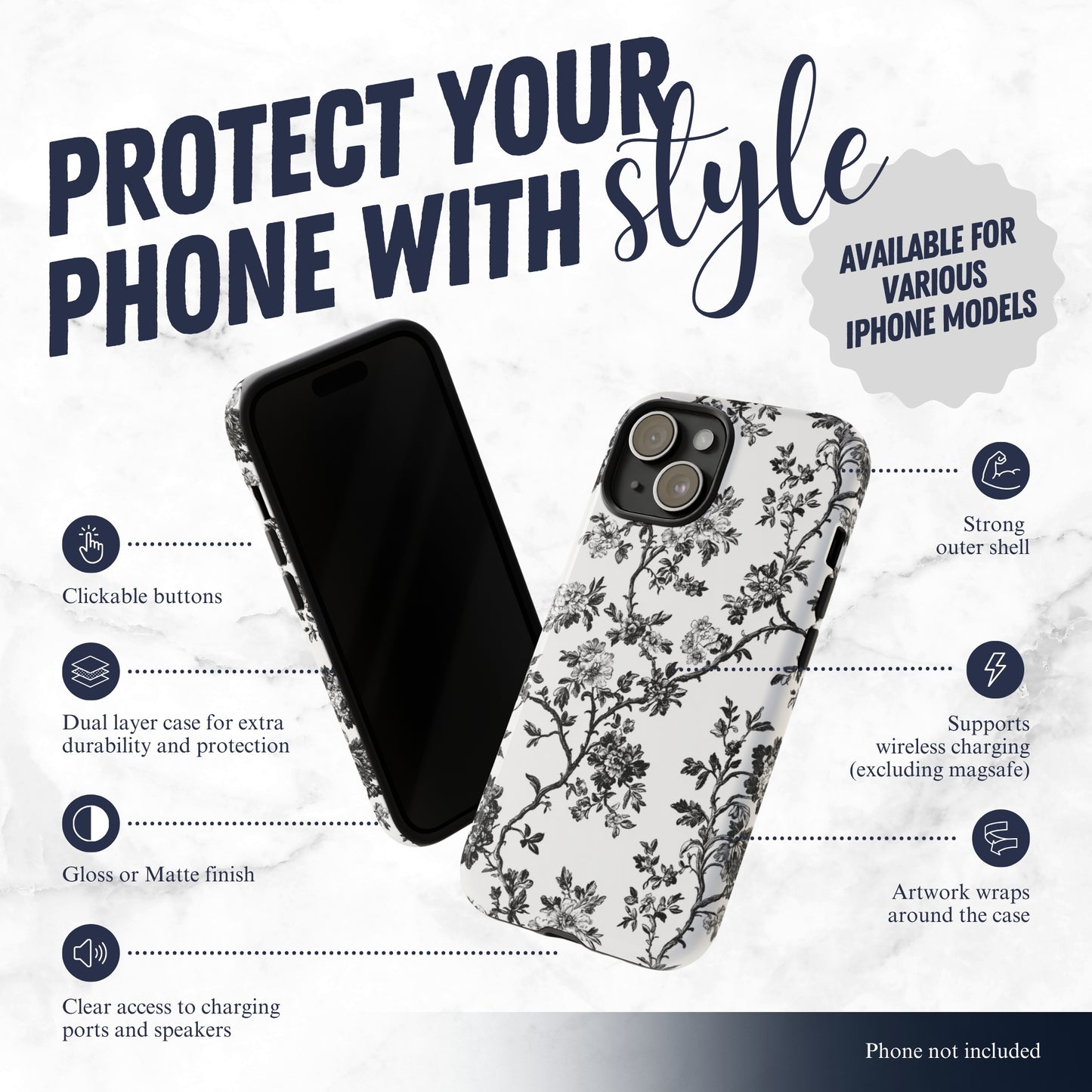 Adorned Toile - iPhone Case Phone Case-aesthetic phone case-shockproof phone case-cute phone case-designer phone case-elegant phone case-luxury phone case-phone accessories-fashion accessory