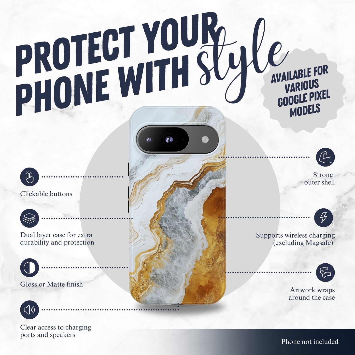 Snowgold - Google Pixel Case Phone Case-aesthetic phone case-shockproof phone case-cute phone case-designer phone case-elegant phone case-luxury phone case-phone accessories-fashion accessory