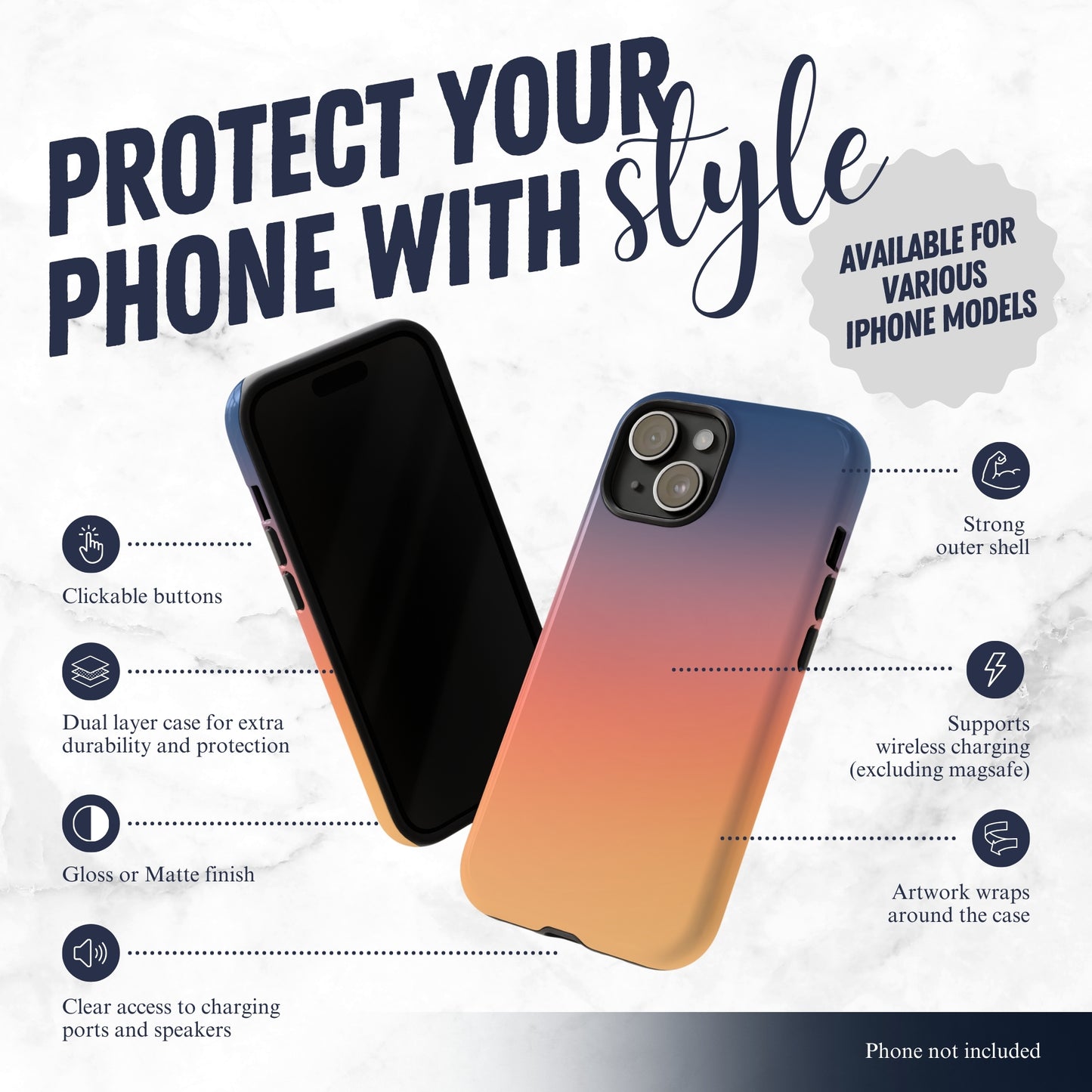 Sunset Aura - iPhone Case Phone Case-aesthetic phone case-shockproof phone case-cute phone case-designer phone case-elegant phone case-luxury phone case-phone accessories-fashion accessory