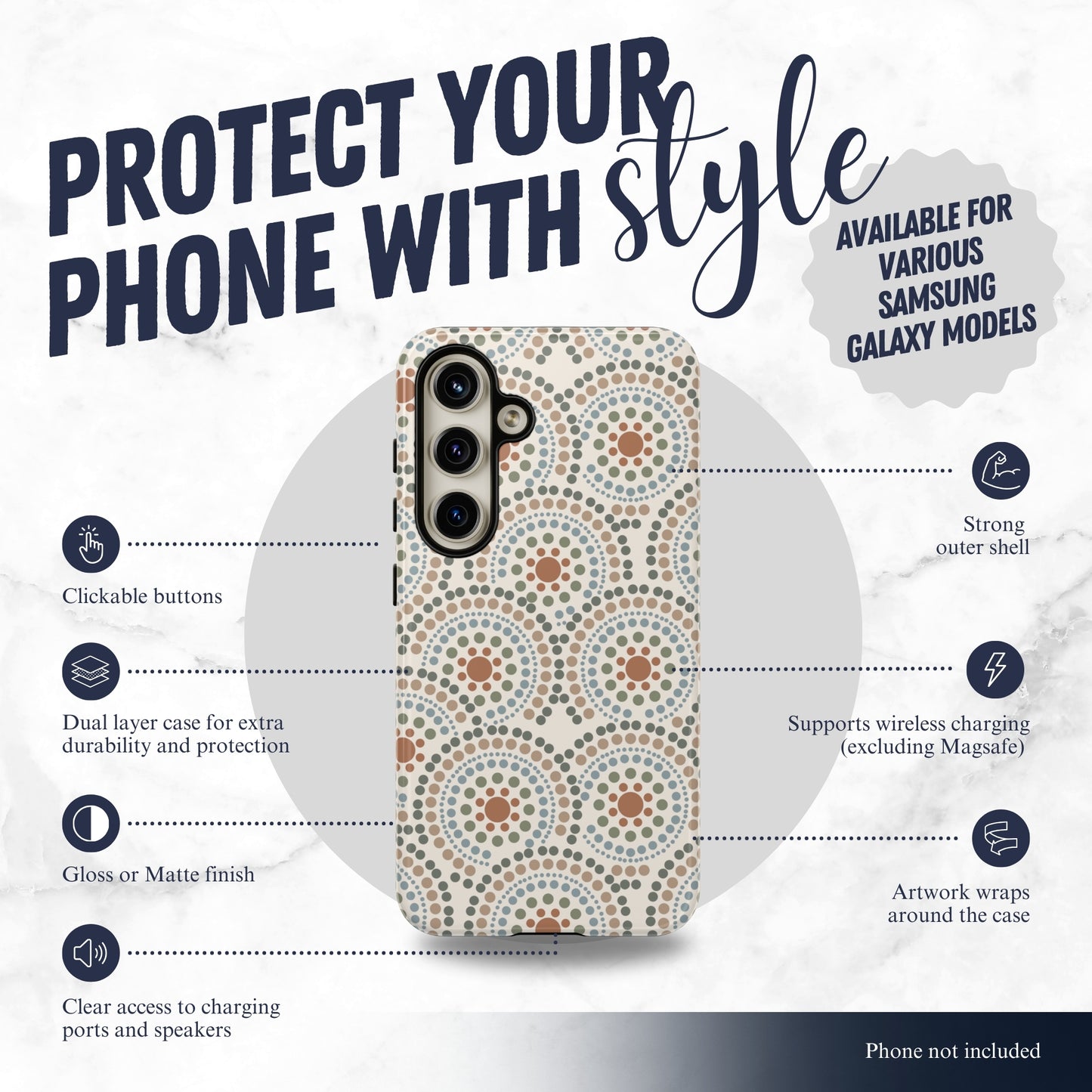 Mandala Rhythm - Samsung Galaxy Case Phone Case-aesthetic phone case-shockproof phone case-cute phone case-designer phone case-elegant phone case-luxury phone case-phone accessories-fashion accessory
