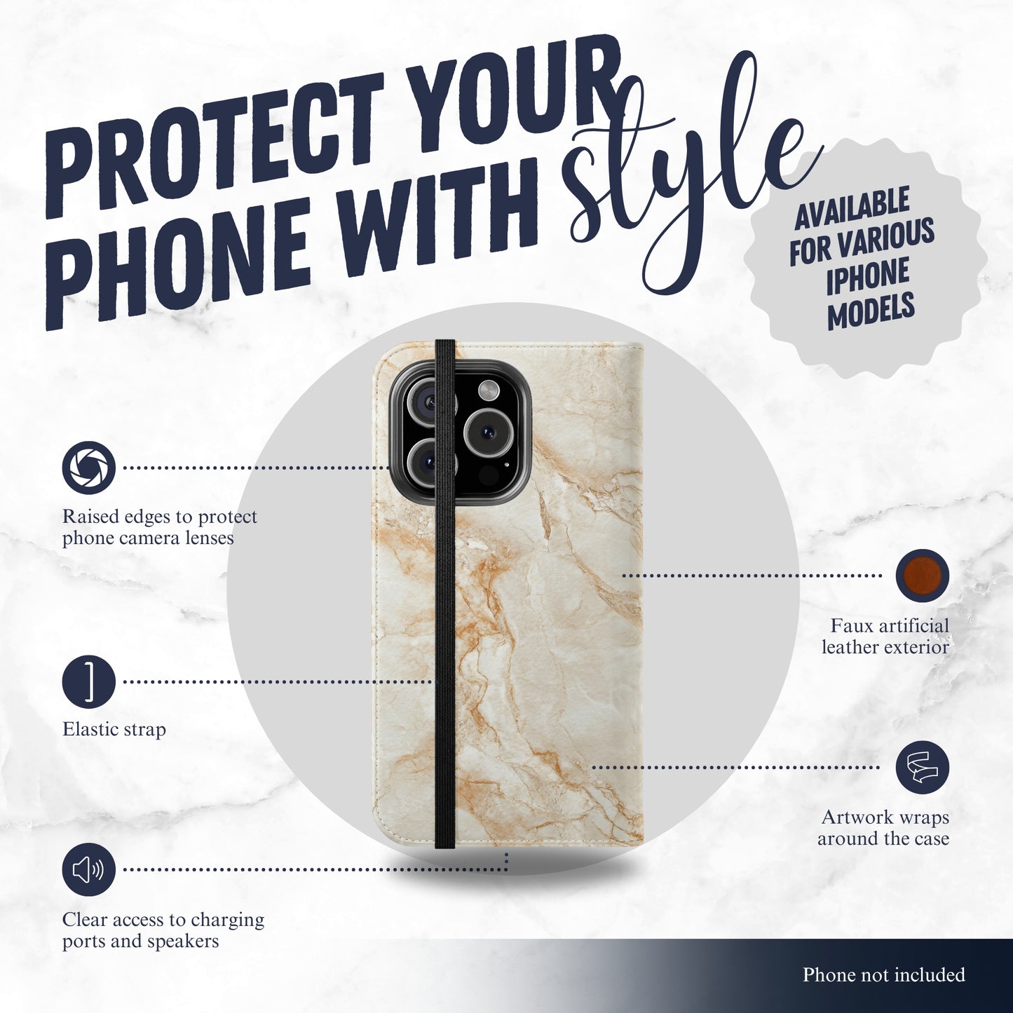 Sandstone - iPhone Flip Case Wallet, Leather Folio Case Phone Case-aesthetic phone case-shockproof phone case-cute phone case-designer phone case-elegant phone case-luxury phone case-phone accessories-fashion accessory