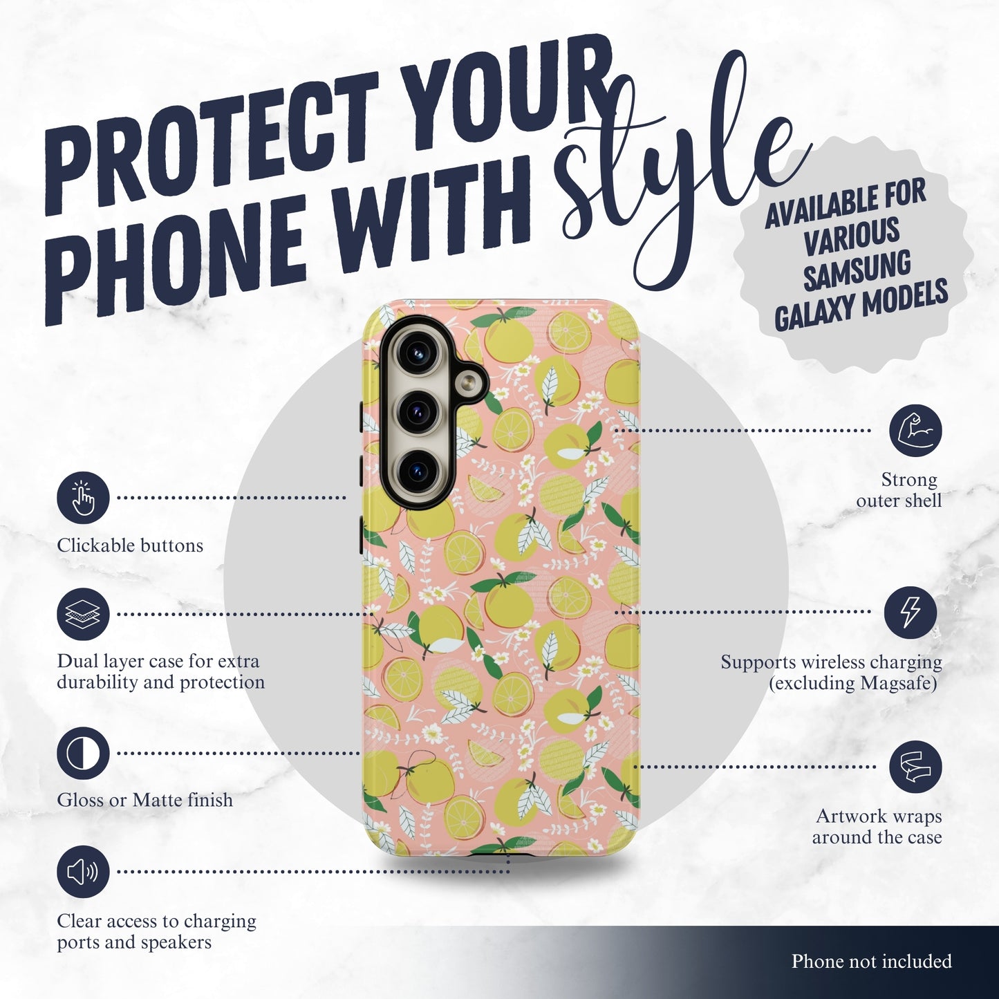 Pink Lemonade - Samsung Galaxy Case Phone Case-aesthetic phone case-shockproof phone case-cute phone case-designer phone case-elegant phone case-luxury phone case-phone accessories-fashion accessory