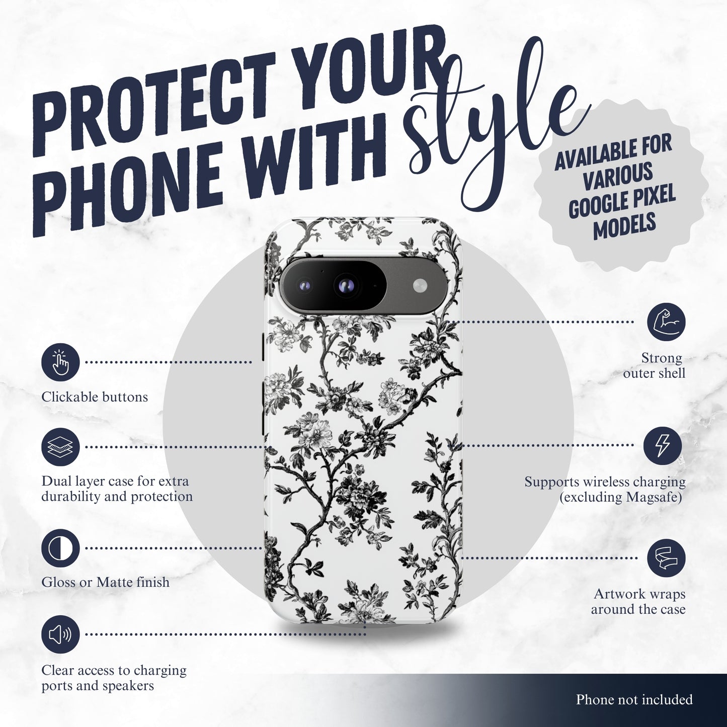 Adorned Toile - Google Pixel Case Phone Case-aesthetic phone case-shockproof phone case-cute phone case-designer phone case-elegant phone case-luxury phone case-phone accessories-fashion accessory