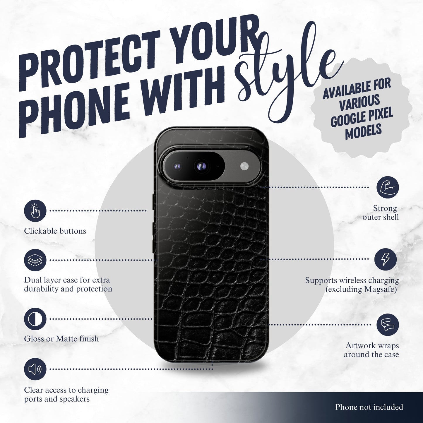 Black Viper - Google Pixel Case Phone Case-aesthetic phone case-shockproof phone case-cute phone case-designer phone case-elegant phone case-luxury phone case-phone accessories-fashion accessory