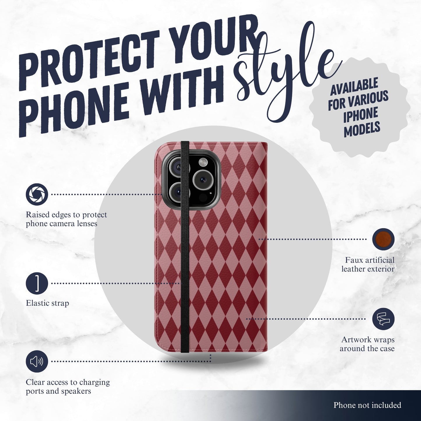 Cherry Jester - iPhone Flip Case Wallet, Leather Folio Case Phone Case-aesthetic phone case-shockproof phone case-cute phone case-designer phone case-elegant phone case-luxury phone case-phone accessories-fashion accessory