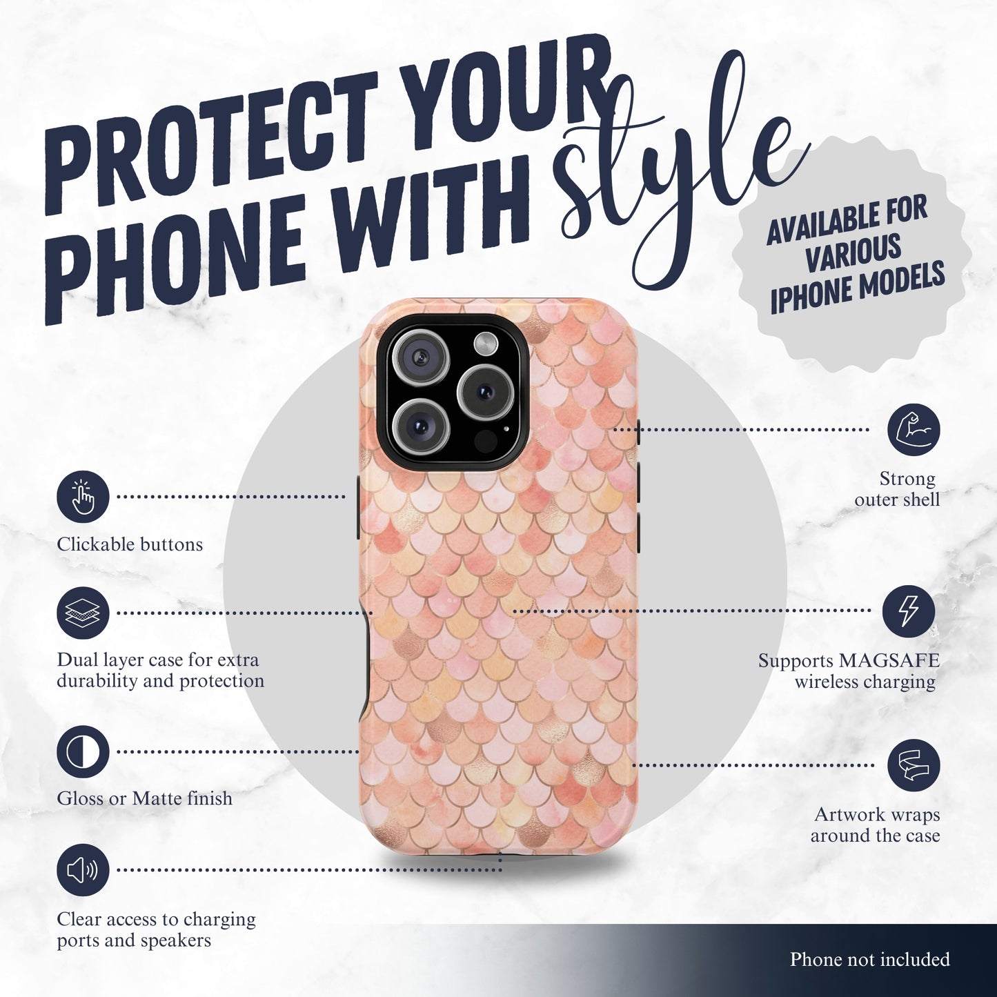 Mermaid Scales - Magsafe iPhone Case Phone Case-aesthetic phone case-shockproof phone case-cute phone case-designer phone case-elegant phone case-luxury phone case-phone accessories-fashion accessory