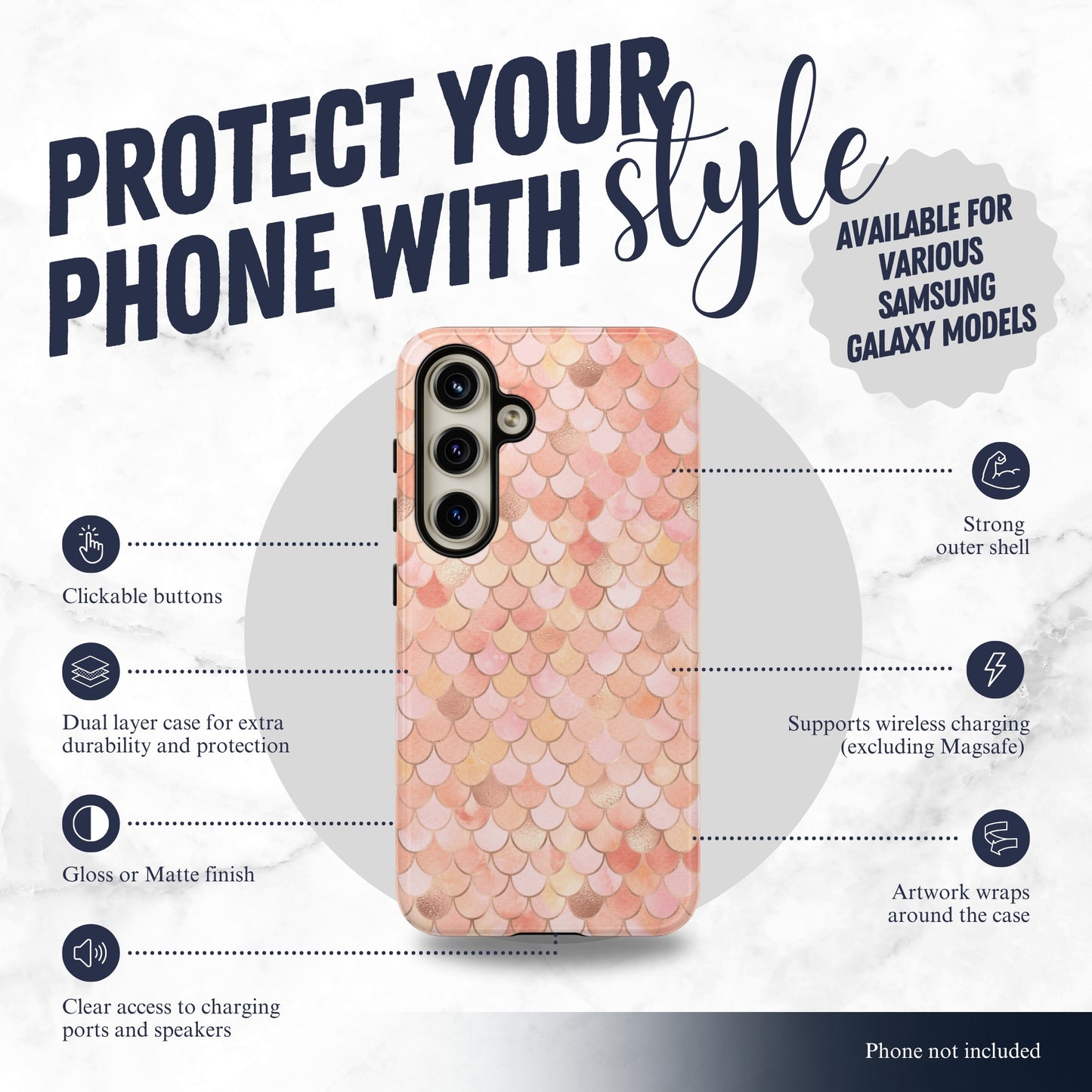 Mermaid Scales - Samsung Galaxy Case Phone Case-aesthetic phone case-shockproof phone case-cute phone case-designer phone case-elegant phone case-luxury phone case-phone accessories-fashion accessory