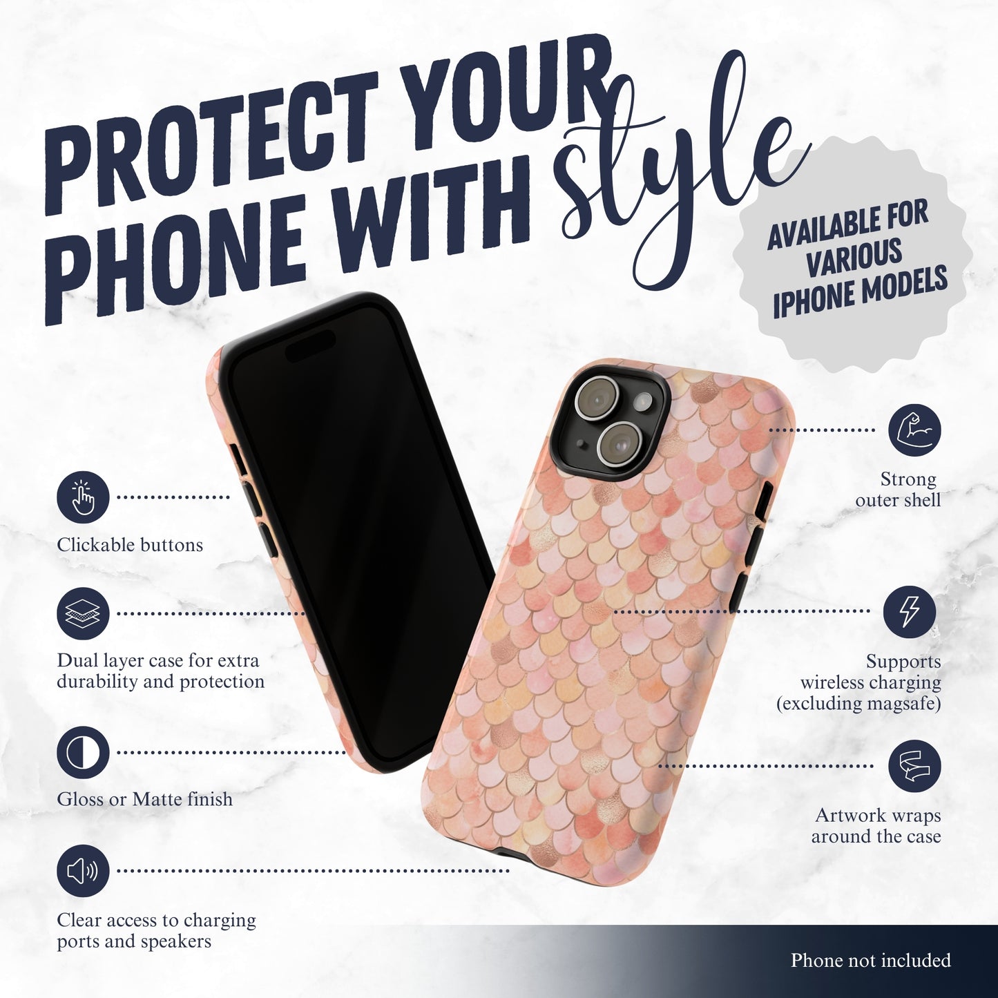 Mermaid Scales - iPhone Case Phone Case-aesthetic phone case-shockproof phone case-cute phone case-designer phone case-elegant phone case-luxury phone case-phone accessories-fashion accessory