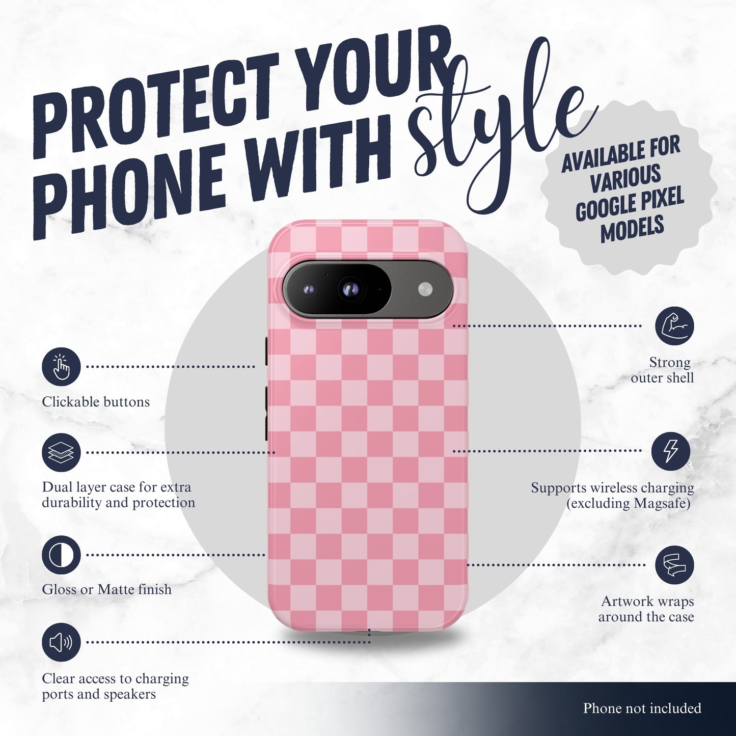 Blush Check - Google Pixel Case Phone Case-aesthetic phone case-shockproof phone case-cute phone case-designer phone case-elegant phone case-luxury phone case-phone accessories-fashion accessory