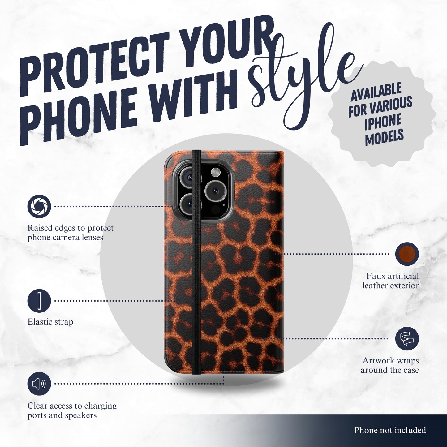 Animal Allure - iPhone Flip Case Wallet, Leather Folio Case Phone Case-aesthetic phone case-shockproof phone case-cute phone case-designer phone case-elegant phone case-luxury phone case-phone accessories-fashion accessory