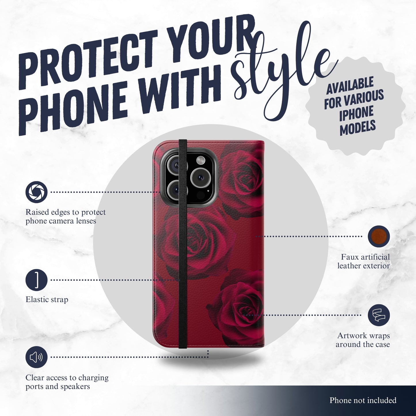 Bold Beauty - iPhone Flip Case Wallet, Leather Folio Case Phone Case-aesthetic phone case-shockproof phone case-cute phone case-designer phone case-elegant phone case-luxury phone case-phone accessories-fashion accessory