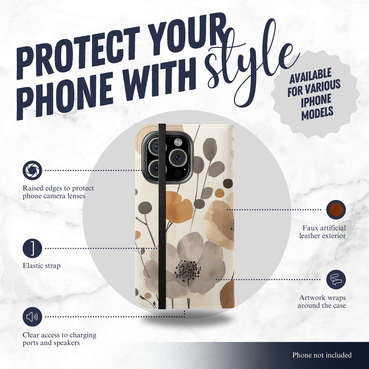 Terranova - iPhone Flip Case Wallet, Leather Folio Case Phone Case-aesthetic phone case-shockproof phone case-cute phone case-designer phone case-elegant phone case-luxury phone case-phone accessories-fashion accessory