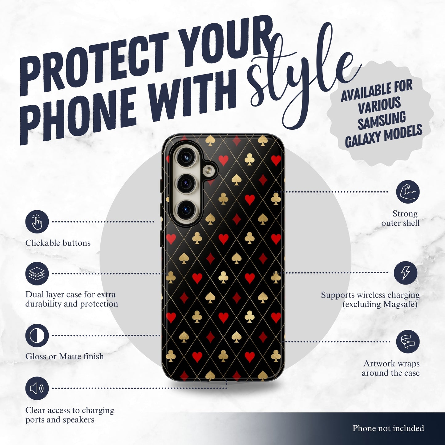 Royal Flush - Samsung Galaxy Case Phone Case-aesthetic phone case-shockproof phone case-cute phone case-designer phone case-elegant phone case-luxury phone case-phone accessories-fashion accessory