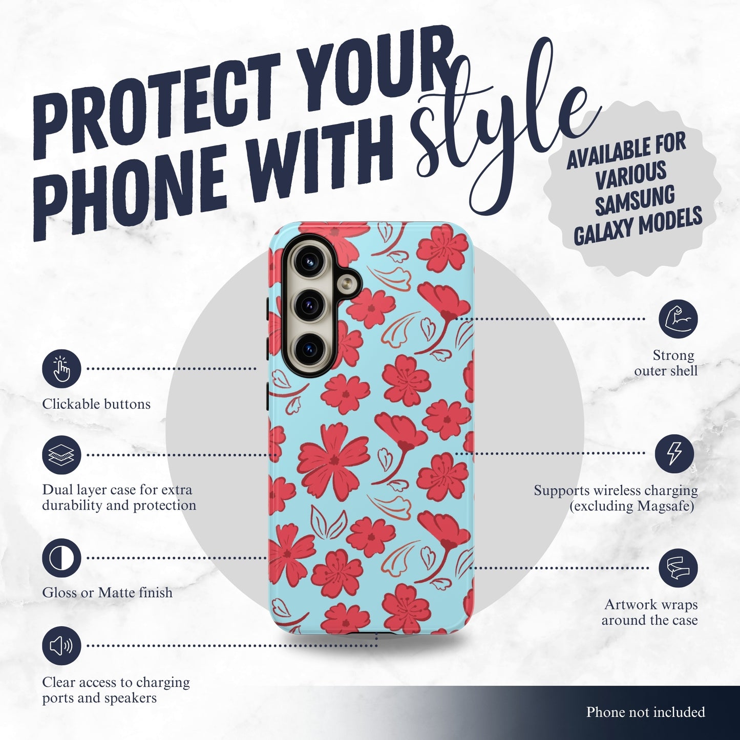 Floral Frenzy - Samsung Galaxy Case Phone Case-aesthetic phone case-shockproof phone case-cute phone case-designer phone case-elegant phone case-luxury phone case-phone accessories-fashion accessory
