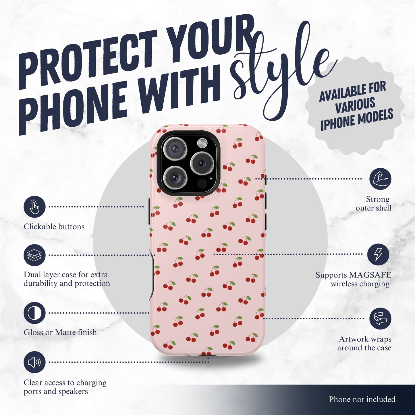 Cherry Crush - Magsafe iPhone Case Phone Case-aesthetic phone case-shockproof phone case-cute phone case-designer phone case-elegant phone case-luxury phone case-phone accessories-fashion accessory