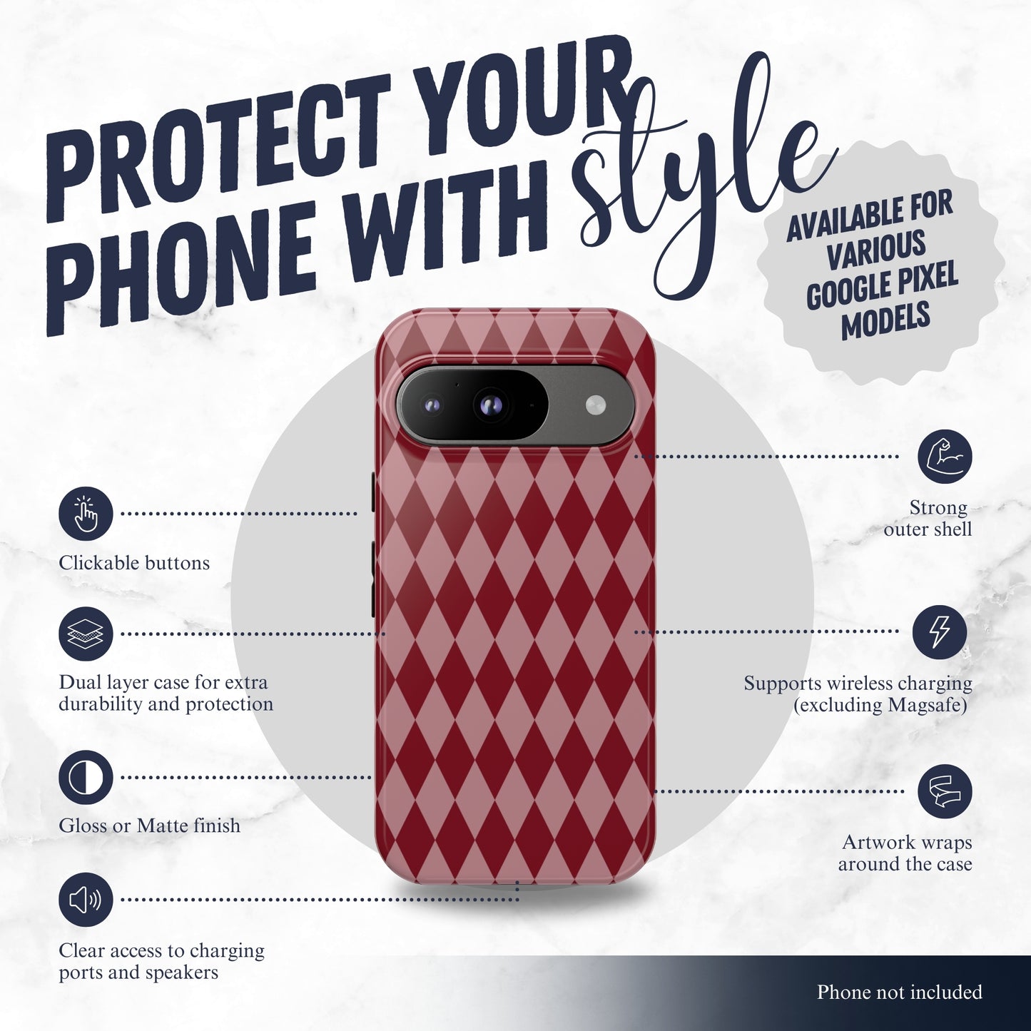 Cherry Jester - Google Pixel Case Phone Case-aesthetic phone case-shockproof phone case-cute phone case-designer phone case-elegant phone case-luxury phone case-phone accessories-fashion accessory