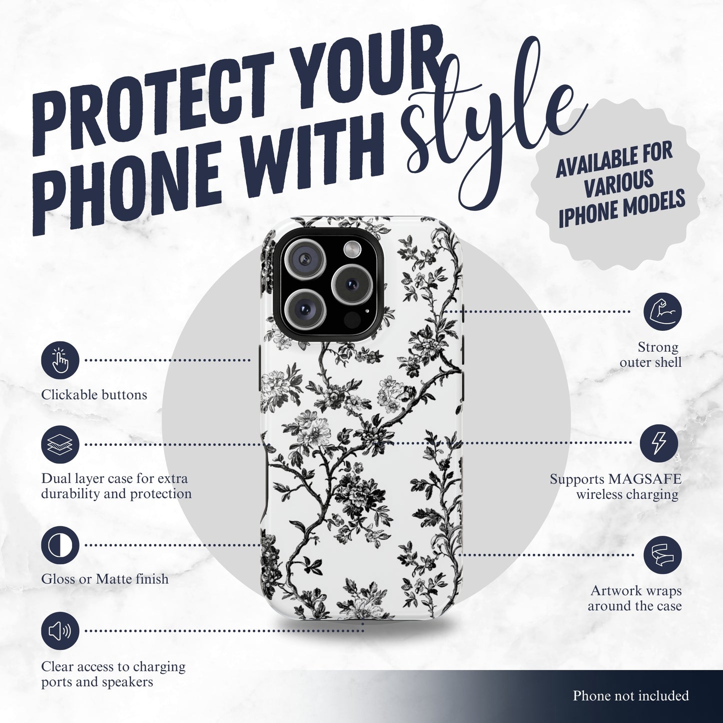 Adorned Toile - Magsafe iPhone Case Phone Case-aesthetic phone case-shockproof phone case-cute phone case-designer phone case-elegant phone case-luxury phone case-phone accessories-fashion accessory