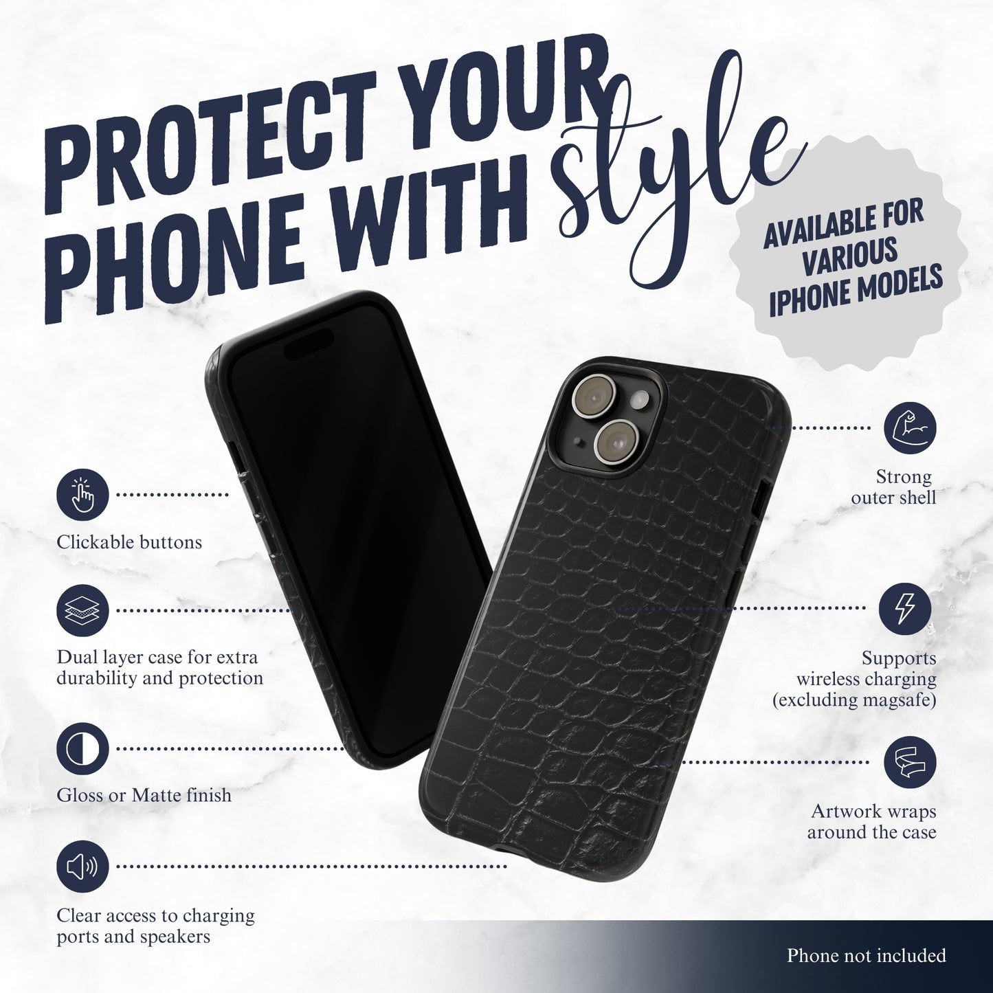 Black Viper - iPhone Case Phone Case-aesthetic phone case-shockproof phone case-cute phone case-designer phone case-elegant phone case-luxury phone case-phone accessories-fashion accessory