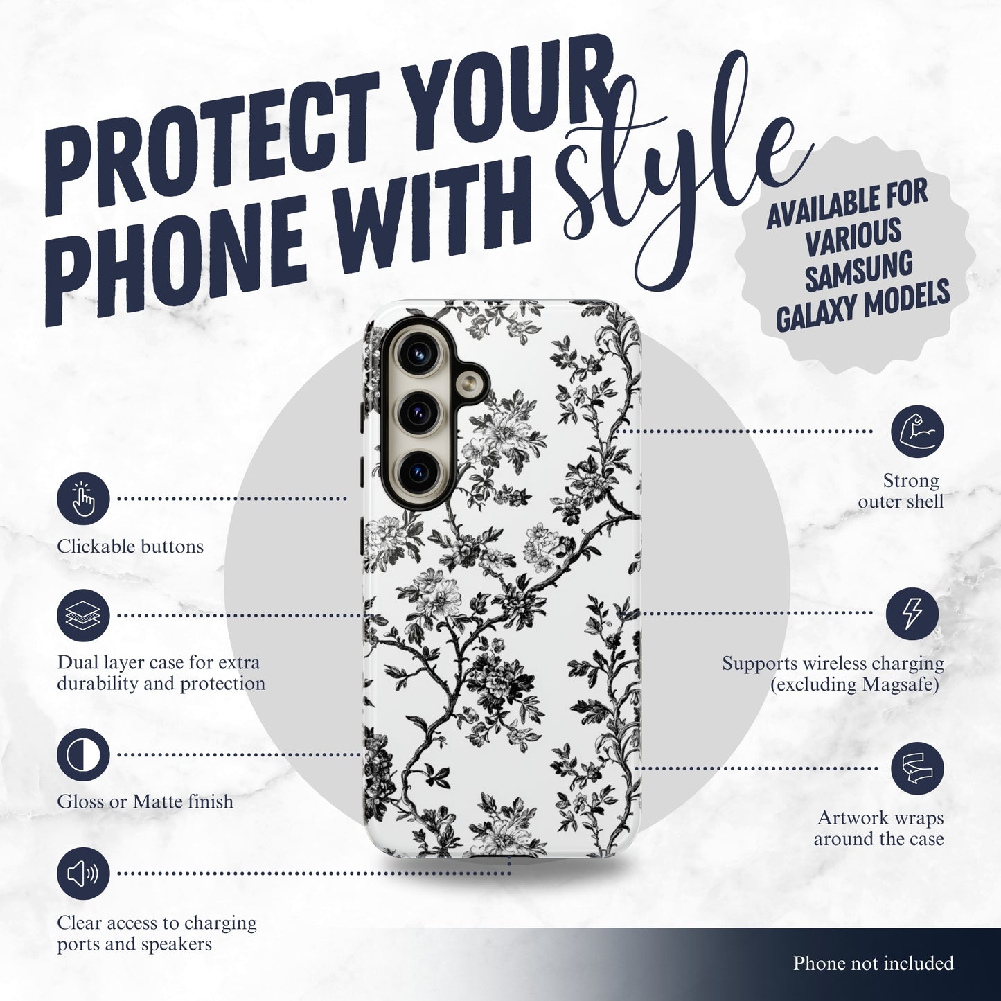 Adorned Toile - Samsung Galaxy Case Phone Case-aesthetic phone case-shockproof phone case-cute phone case-designer phone case-elegant phone case-luxury phone case-phone accessories-fashion accessory