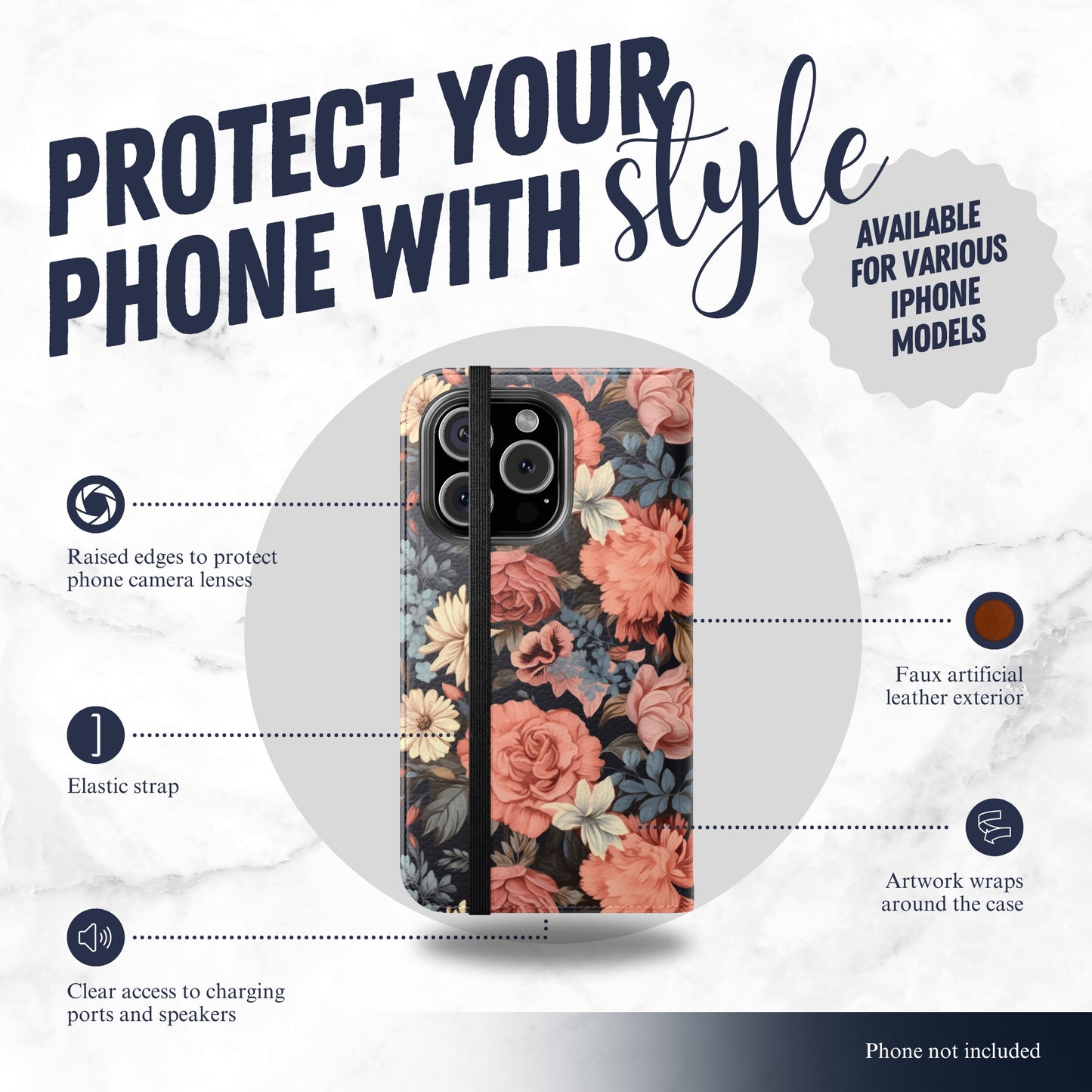 Secret Garden - iPhone Flip Case Wallet, Leather Folio Case Phone Case-aesthetic phone case-shockproof phone case-cute phone case-designer phone case-elegant phone case-luxury phone case-phone accessories-fashion accessory