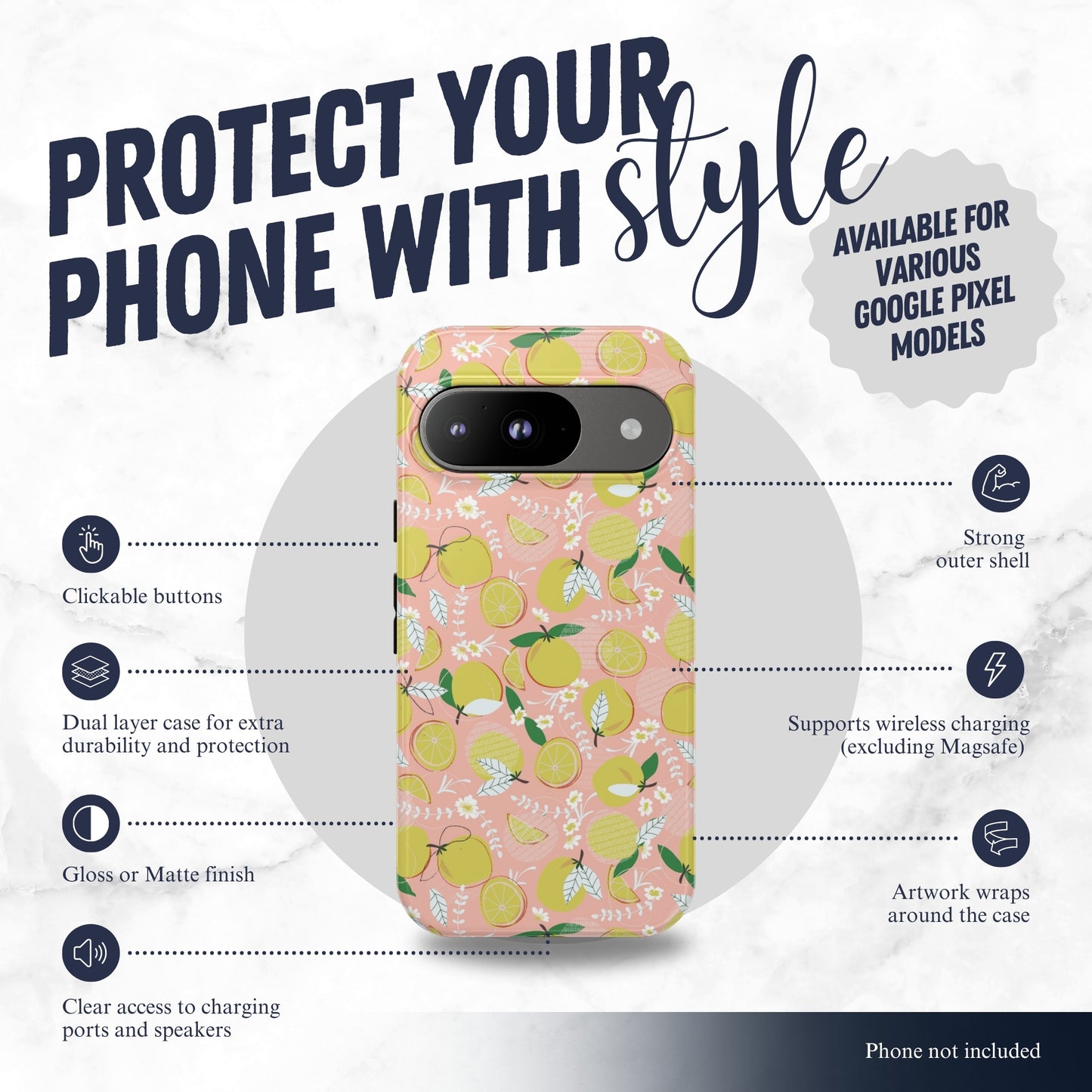 Pink Lemonade - Google Pixel Case Phone Case-aesthetic phone case-shockproof phone case-cute phone case-designer phone case-elegant phone case-luxury phone case-phone accessories-fashion accessory