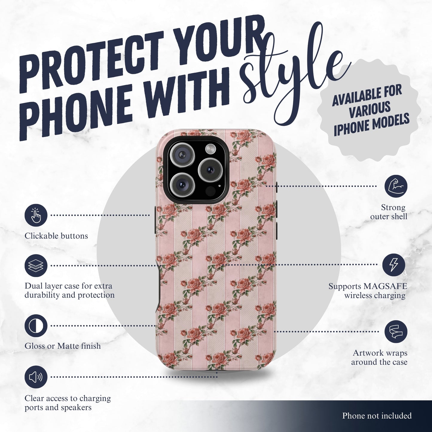 Rose Parlor - Magsafe iPhone Case Phone Case-aesthetic phone case-shockproof phone case-cute phone case-designer phone case-elegant phone case-luxury phone case-phone accessories-fashion accessory
