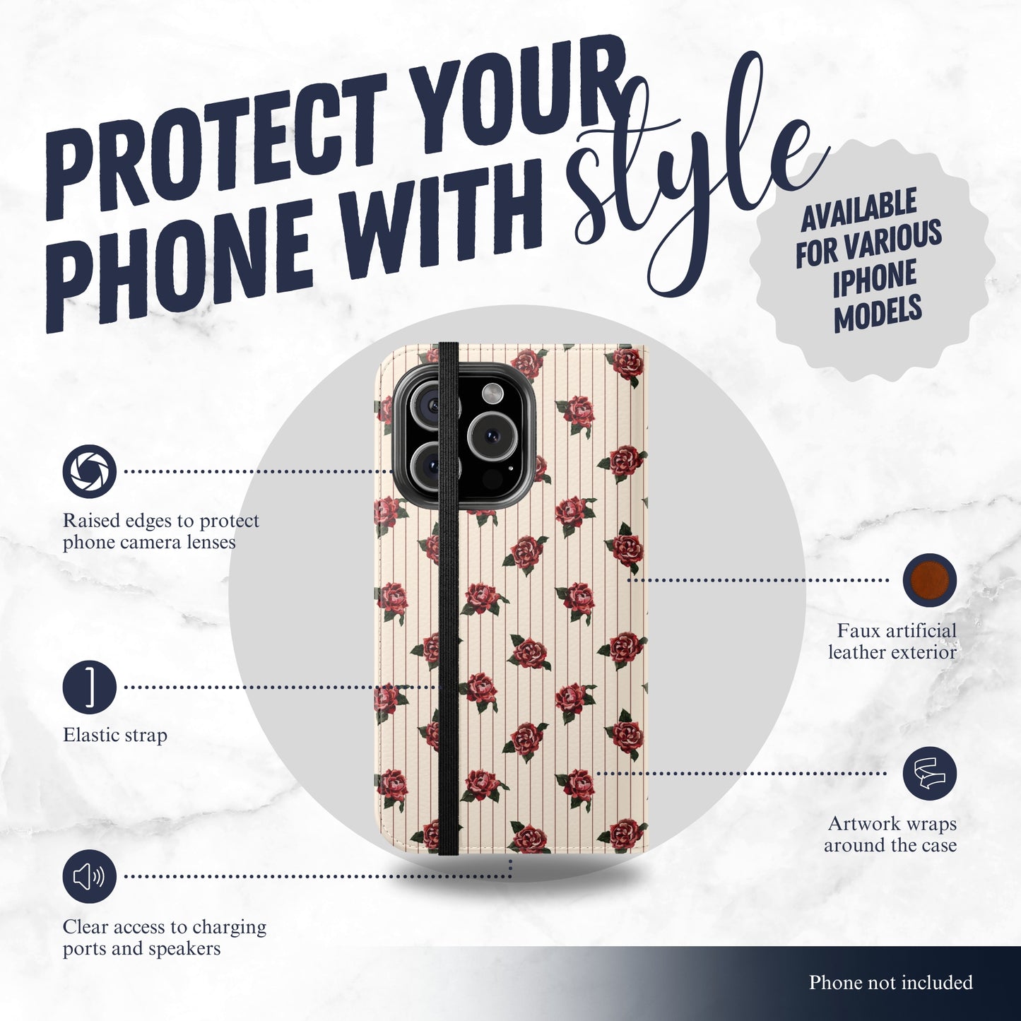 Afternoon Affair - iPhone Flip Case Wallet, Leather Folio Case Phone Case-aesthetic phone case-shockproof phone case-cute phone case-designer phone case-elegant phone case-luxury phone case-phone accessories-fashion accessory