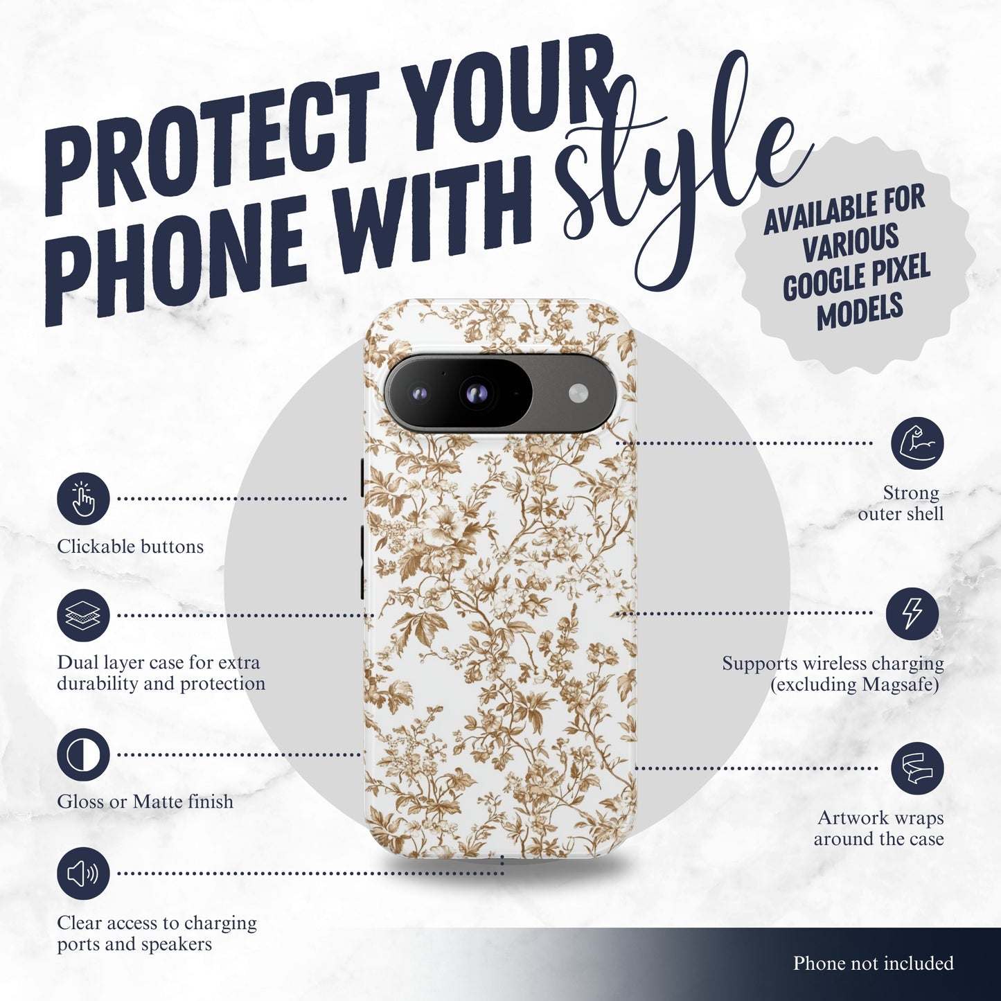 Clay Toile - Google Pixel Case Phone Case-aesthetic phone case-shockproof phone case-cute phone case-designer phone case-elegant phone case-luxury phone case-phone accessories-fashion accessory