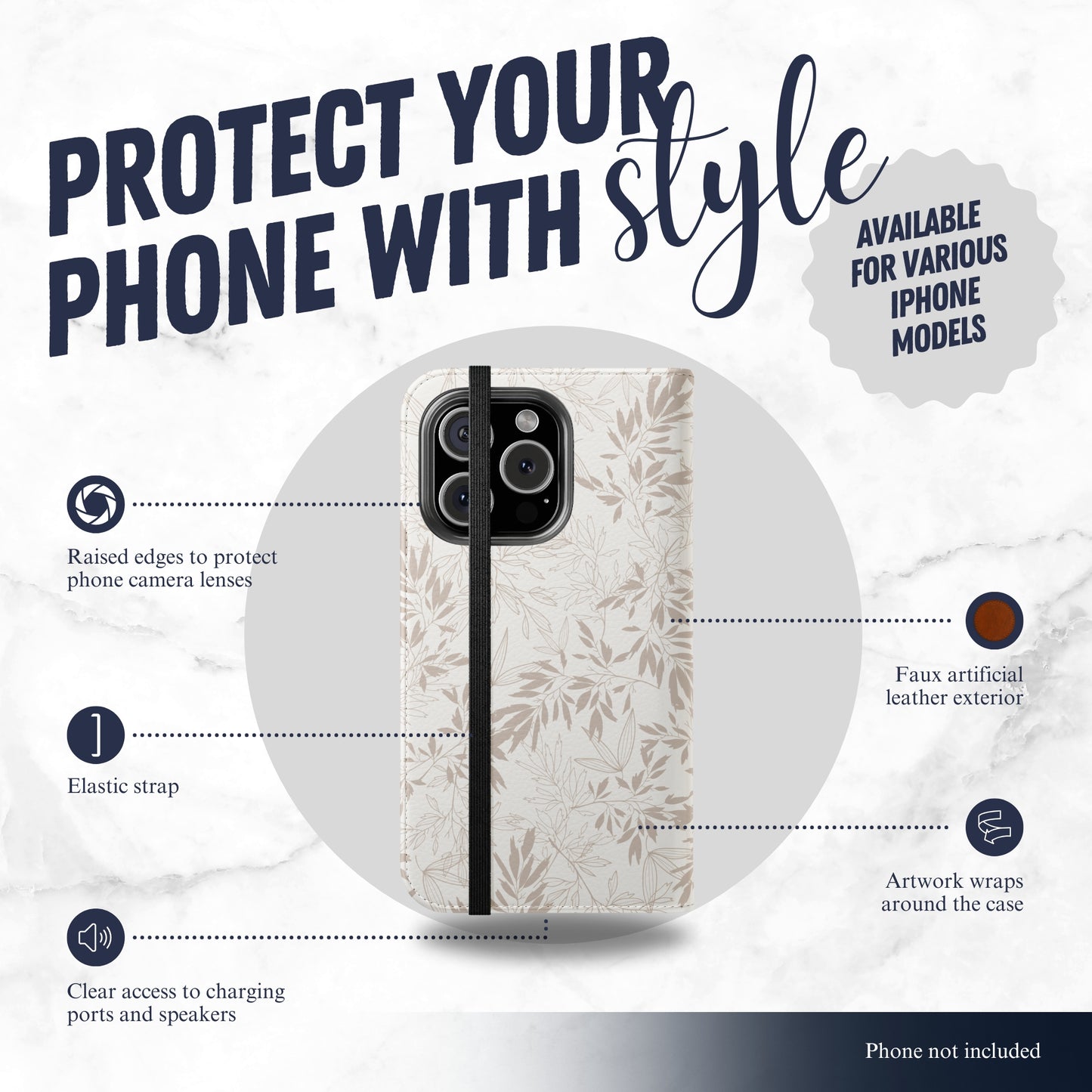 Ash - iPhone Flip Case Wallet, Leather Folio Case Phone Case-aesthetic phone case-shockproof phone case-cute phone case-designer phone case-elegant phone case-luxury phone case-phone accessories-fashion accessory