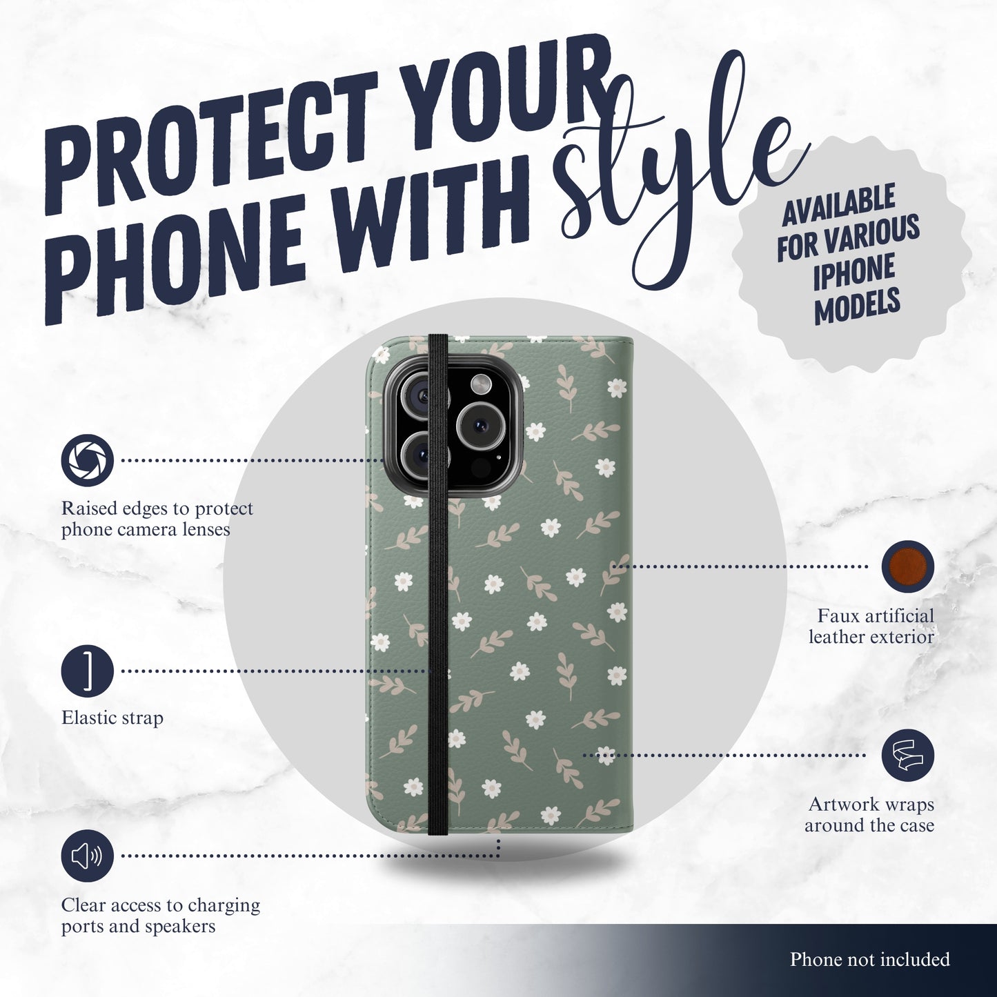 Sage - iPhone Flip Case Wallet, Leather Folio Case Phone Case-aesthetic phone case-shockproof phone case-cute phone case-designer phone case-elegant phone case-luxury phone case-phone accessories-fashion accessory