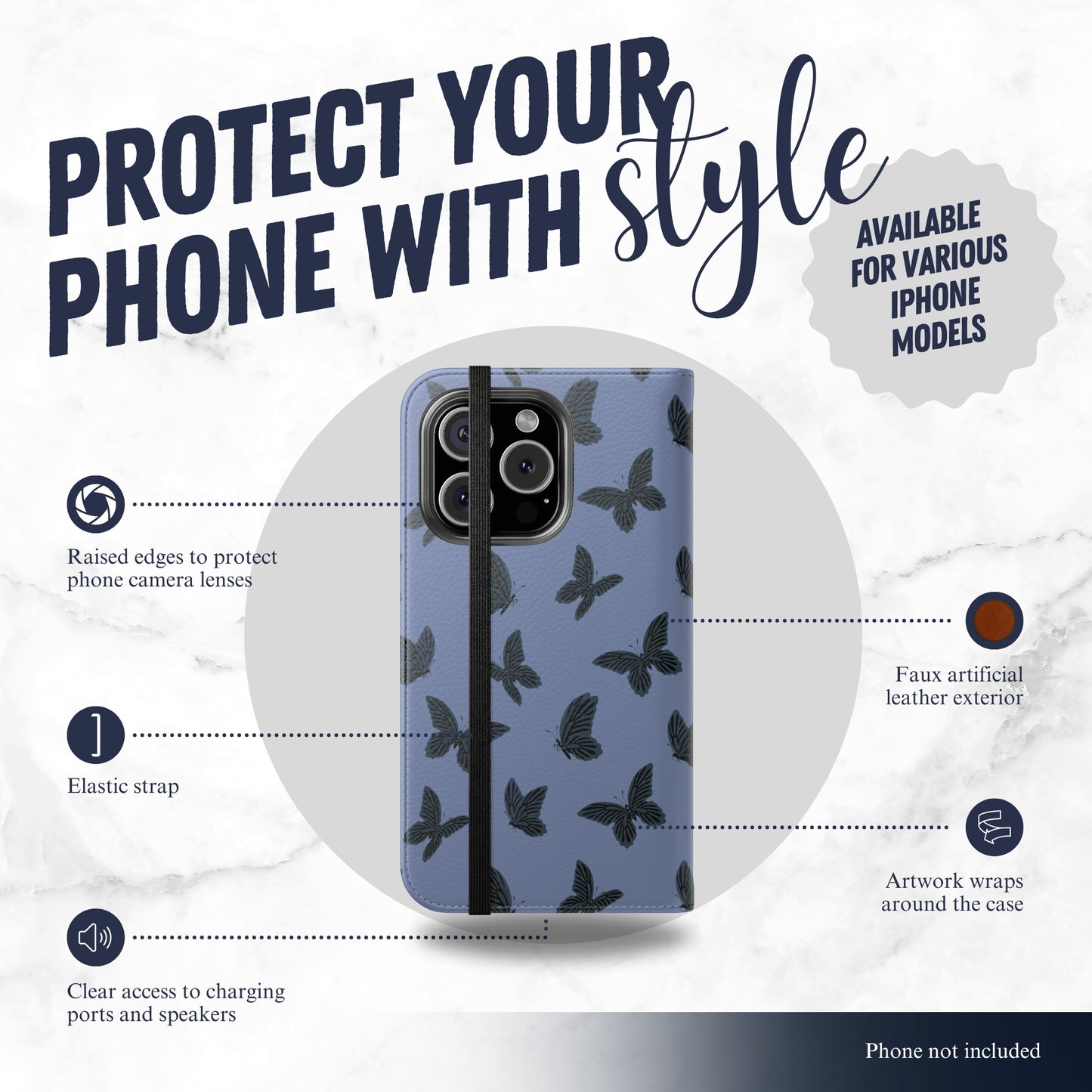 After Dark - iPhone Flip Case Wallet, Leather Folio Case Phone Case-aesthetic phone case-shockproof phone case-cute phone case-designer phone case-elegant phone case-luxury phone case-phone accessories-fashion accessory
