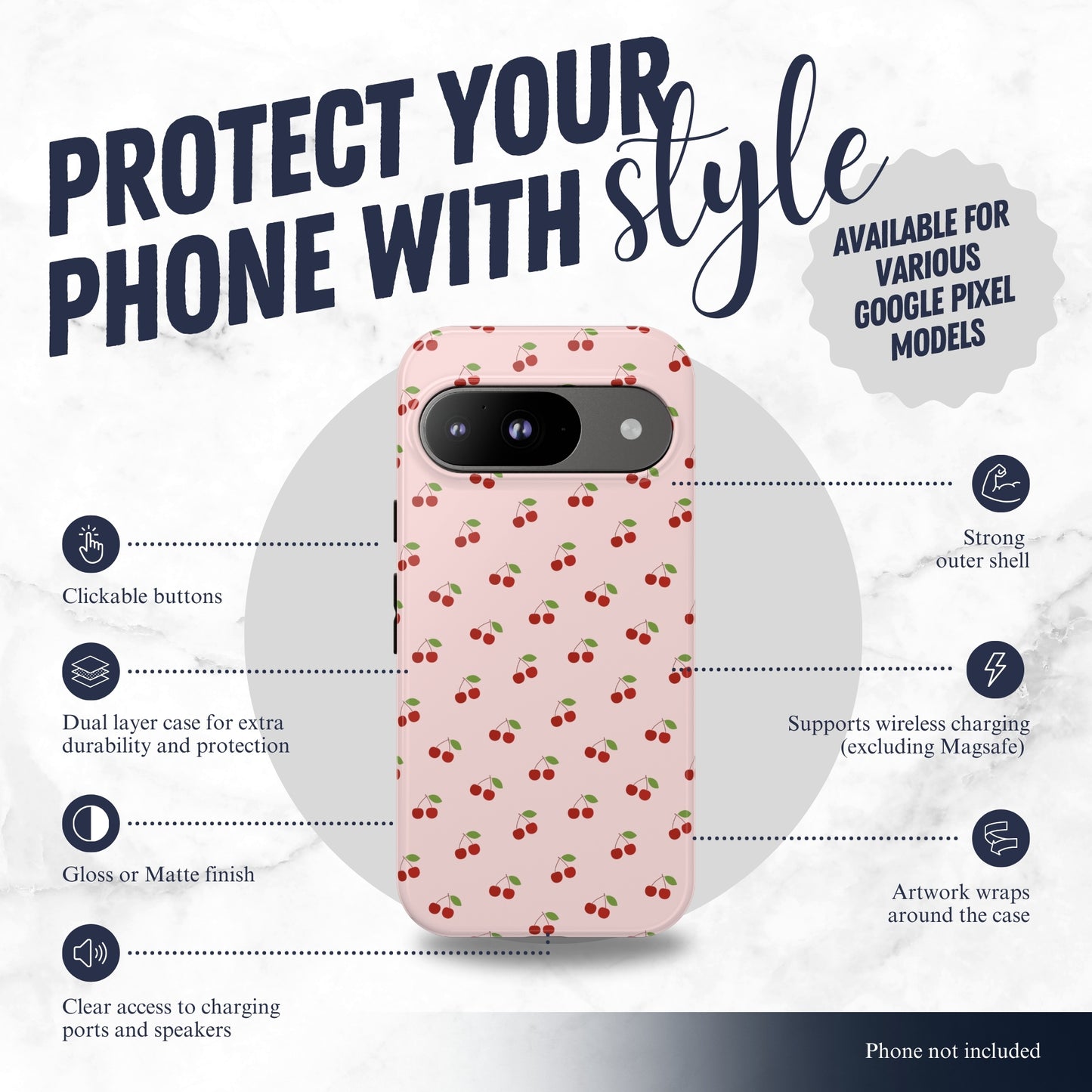 Cherry Crush - Google Pixel Case Phone Case-aesthetic phone case-shockproof phone case-cute phone case-designer phone case-elegant phone case-luxury phone case-phone accessories-fashion accessory