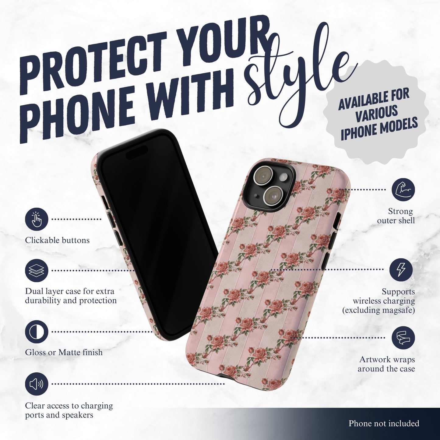 Rose Parlor - iPhone Case Phone Case-aesthetic phone case-shockproof phone case-cute phone case-designer phone case-elegant phone case-luxury phone case-phone accessories-fashion accessory