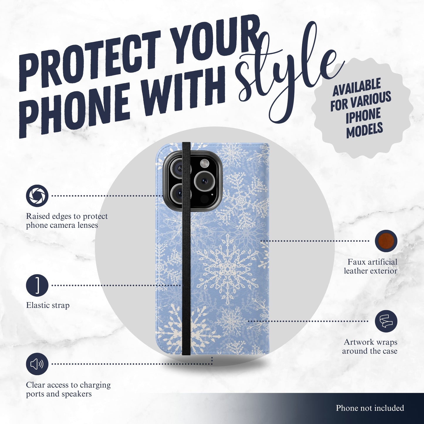Winter Kiss - iPhone Flip Case Wallet, Leather Folio Case Phone Case-aesthetic phone case-shockproof phone case-cute phone case-designer phone case-elegant phone case-luxury phone case-phone accessories-fashion accessory