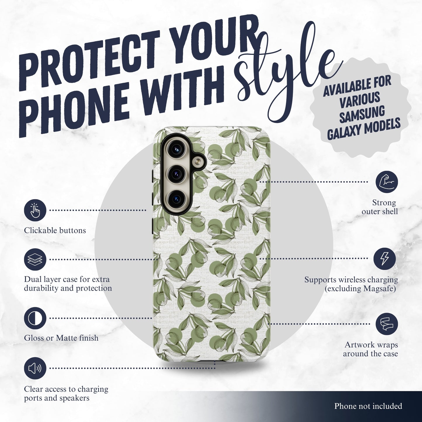 Olive Branch - Samsung Galaxy Case Phone Case-aesthetic phone case-shockproof phone case-cute phone case-designer phone case-elegant phone case-luxury phone case-phone accessories-fashion accessory