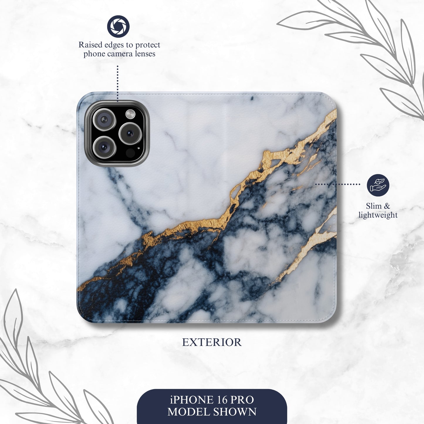 Azure Alloy - iPhone Flip Case Wallet, Leather Folio Case Phone Case-aesthetic phone case-shockproof phone case-cute phone case-designer phone case-elegant phone case-luxury phone case-phone accessories-fashion accessory