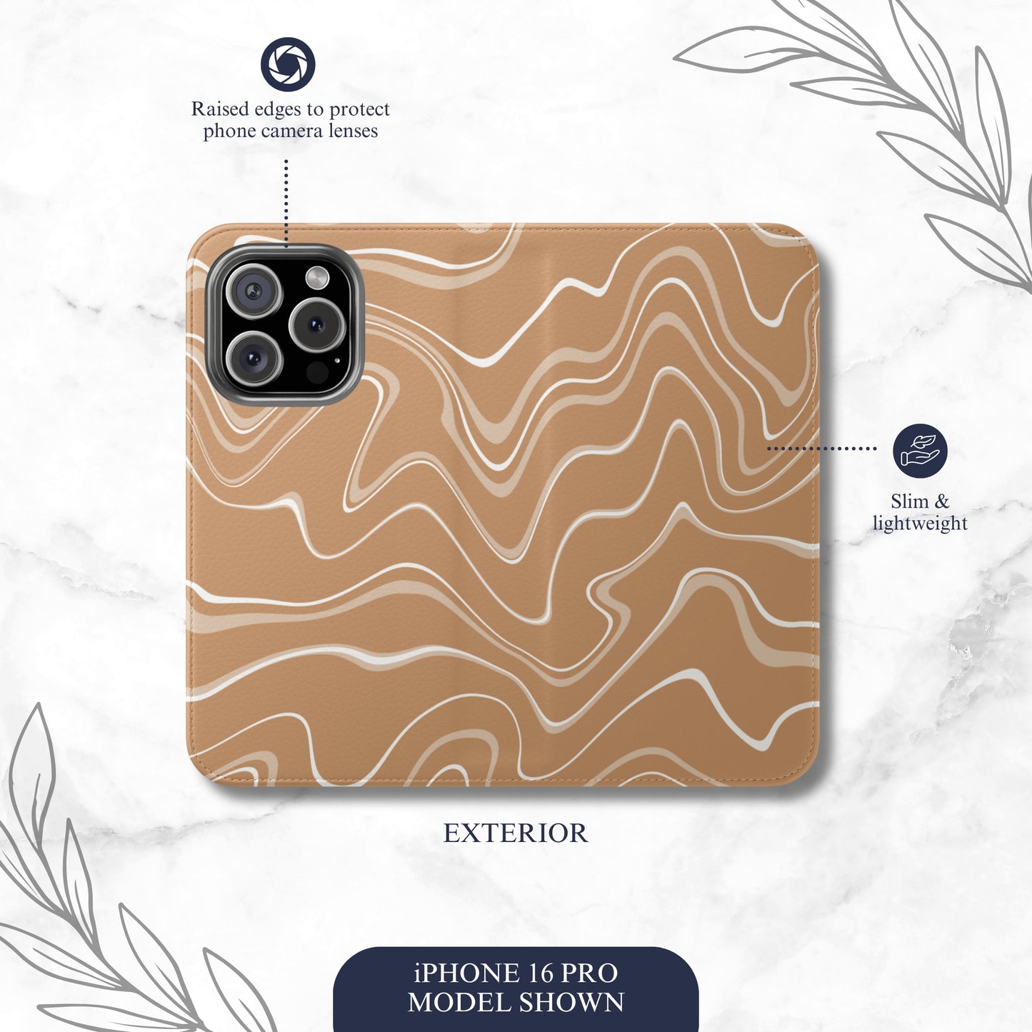 Toffee Twirl - iPhone Flip Case Wallet, Leather Folio Case Phone Case-aesthetic phone case-shockproof phone case-cute phone case-designer phone case-elegant phone case-luxury phone case-phone accessories-fashion accessory