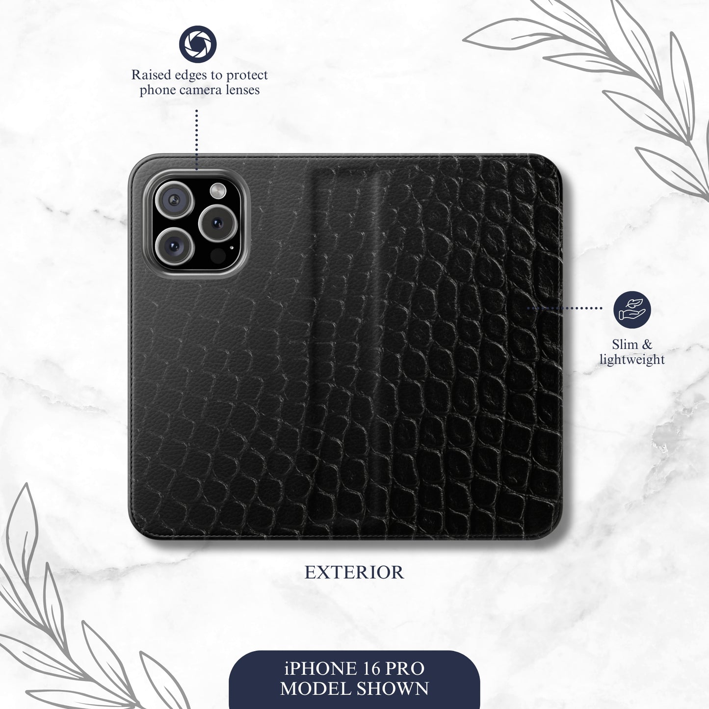 Black Viper - iPhone Flip Case Wallet, Leather Folio Case Phone Case-aesthetic phone case-shockproof phone case-cute phone case-designer phone case-elegant phone case-luxury phone case-phone accessories-fashion accessory