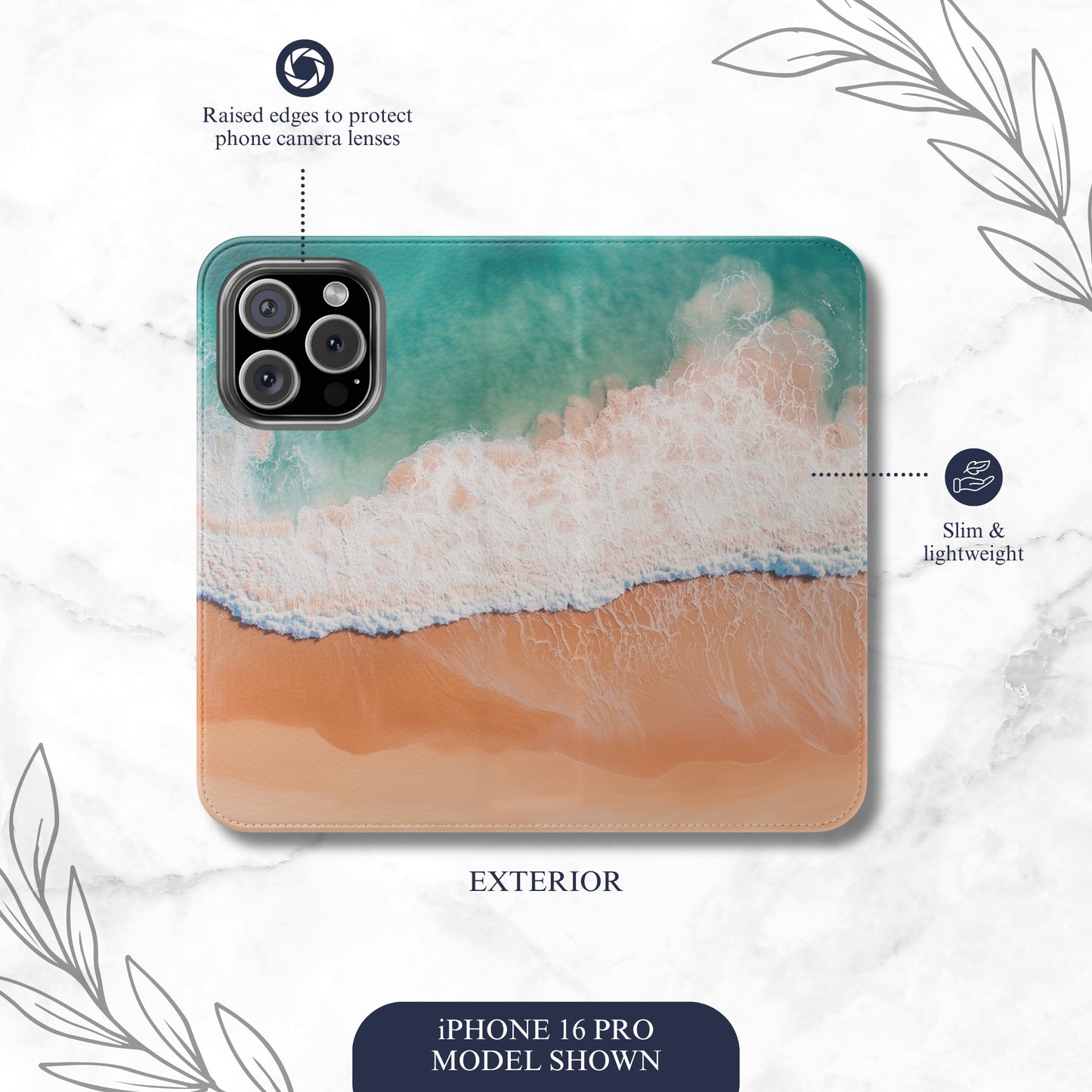 Tide - iPhone Flip Case Wallet, Leather Folio Case Phone Case-aesthetic phone case-shockproof phone case-cute phone case-designer phone case-elegant phone case-luxury phone case-phone accessories-fashion accessory