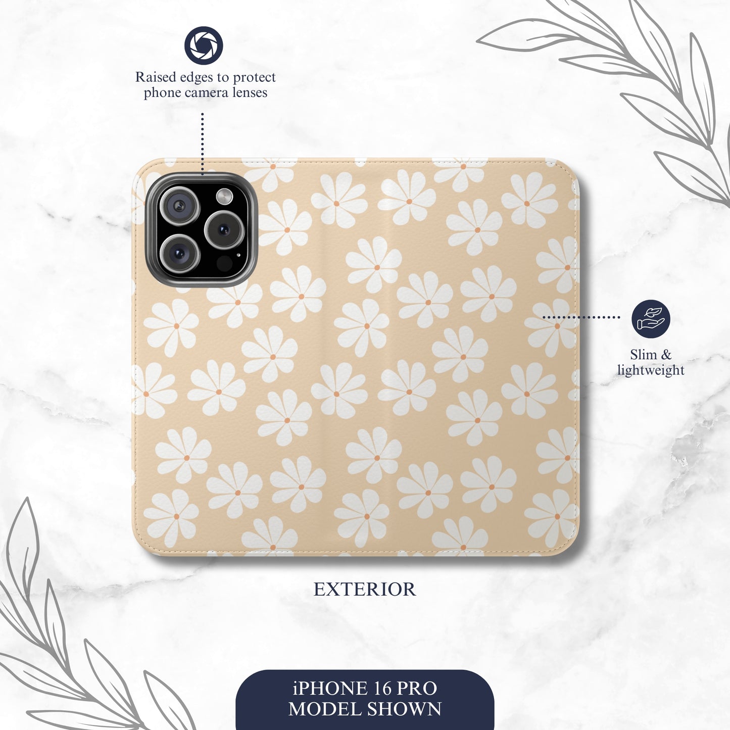 Bare Bloom - iPhone Flip Case Wallet, Leather Folio Case Phone Case-aesthetic phone case-shockproof phone case-cute phone case-designer phone case-elegant phone case-luxury phone case-phone accessories-fashion accessory