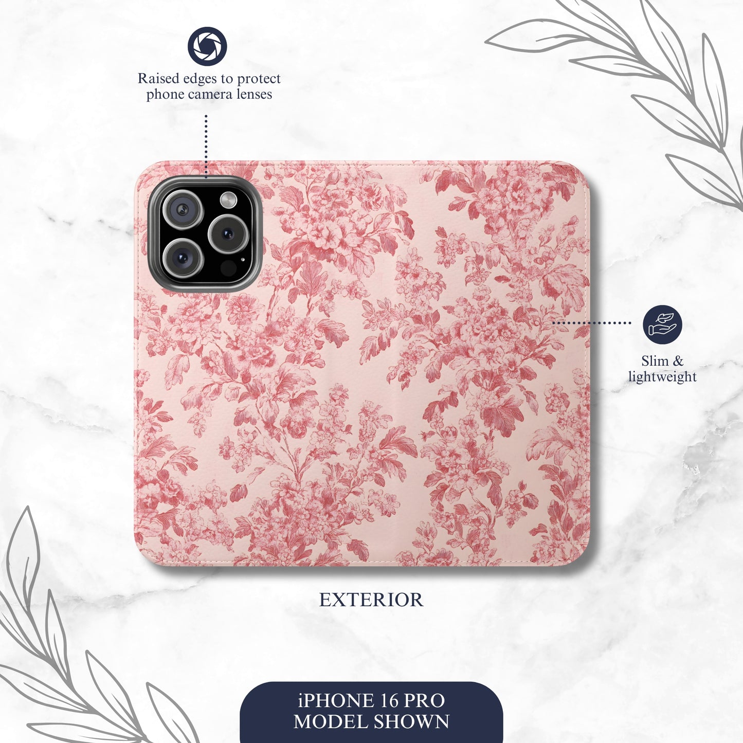 Ballet Toile - iPhone Flip Case Wallet, Leather Folio Case Phone Case-aesthetic phone case-shockproof phone case-cute phone case-designer phone case-elegant phone case-luxury phone case-phone accessories-fashion accessory