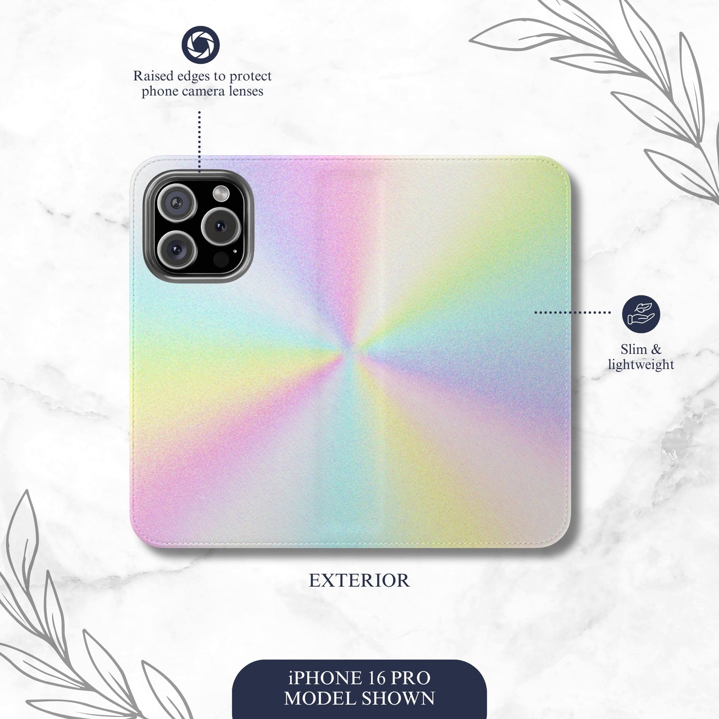 Rainbow Prism - iPhone Flip Case Wallet, Leather Folio Case Phone Case-aesthetic phone case-shockproof phone case-cute phone case-designer phone case-elegant phone case-luxury phone case-phone accessories-fashion accessory