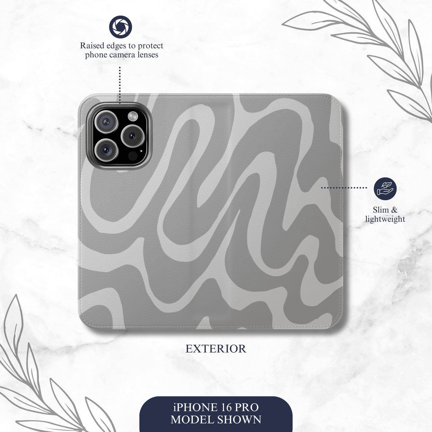 Grayscale - iPhone Flip Case Wallet, Leather Folio Case Phone Case-aesthetic phone case-shockproof phone case-cute phone case-designer phone case-elegant phone case-luxury phone case-phone accessories-fashion accessory