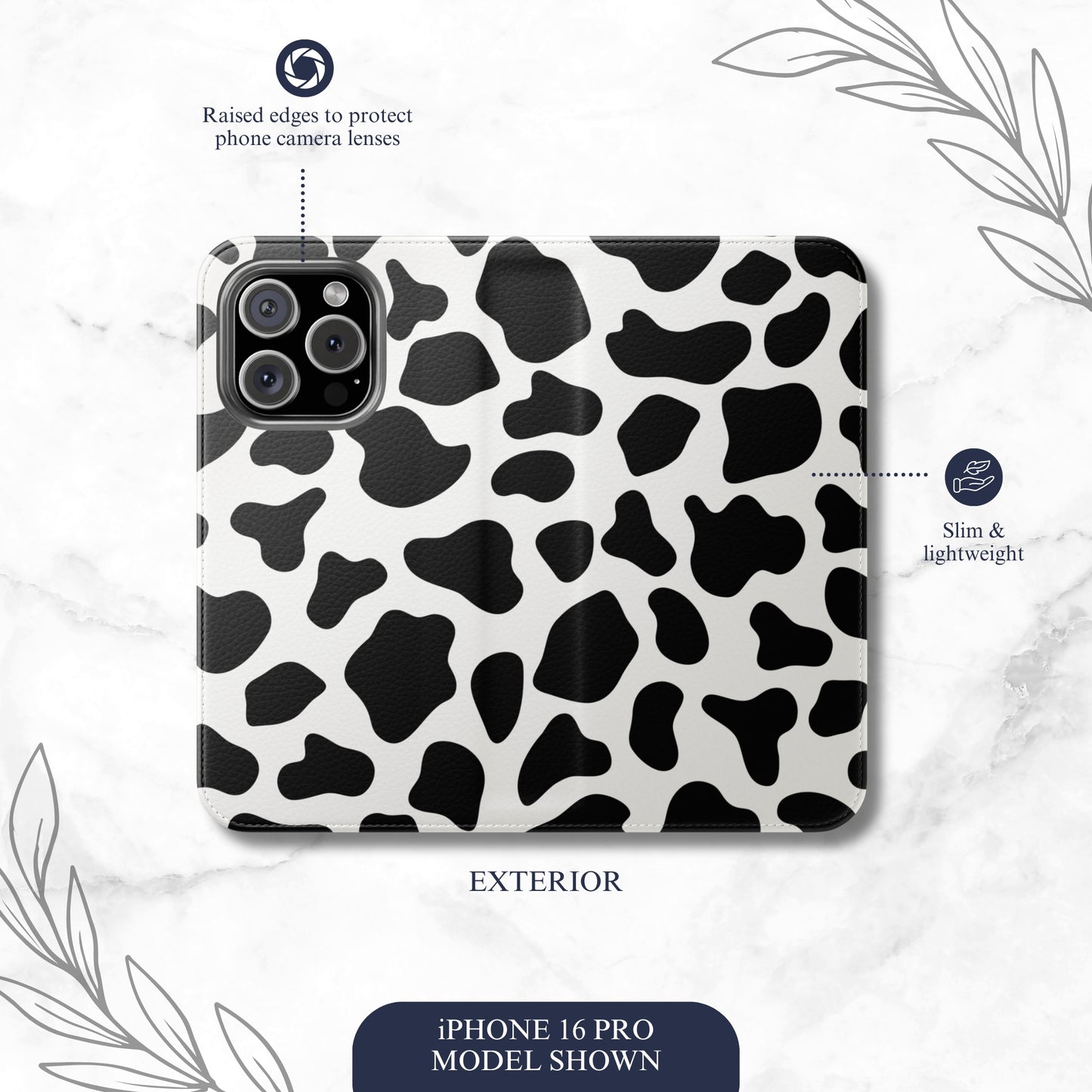 Bovine - iPhone Flip Case Wallet, Leather Folio Case Phone Case-aesthetic phone case-shockproof phone case-cute phone case-designer phone case-elegant phone case-luxury phone case-phone accessories-fashion accessory