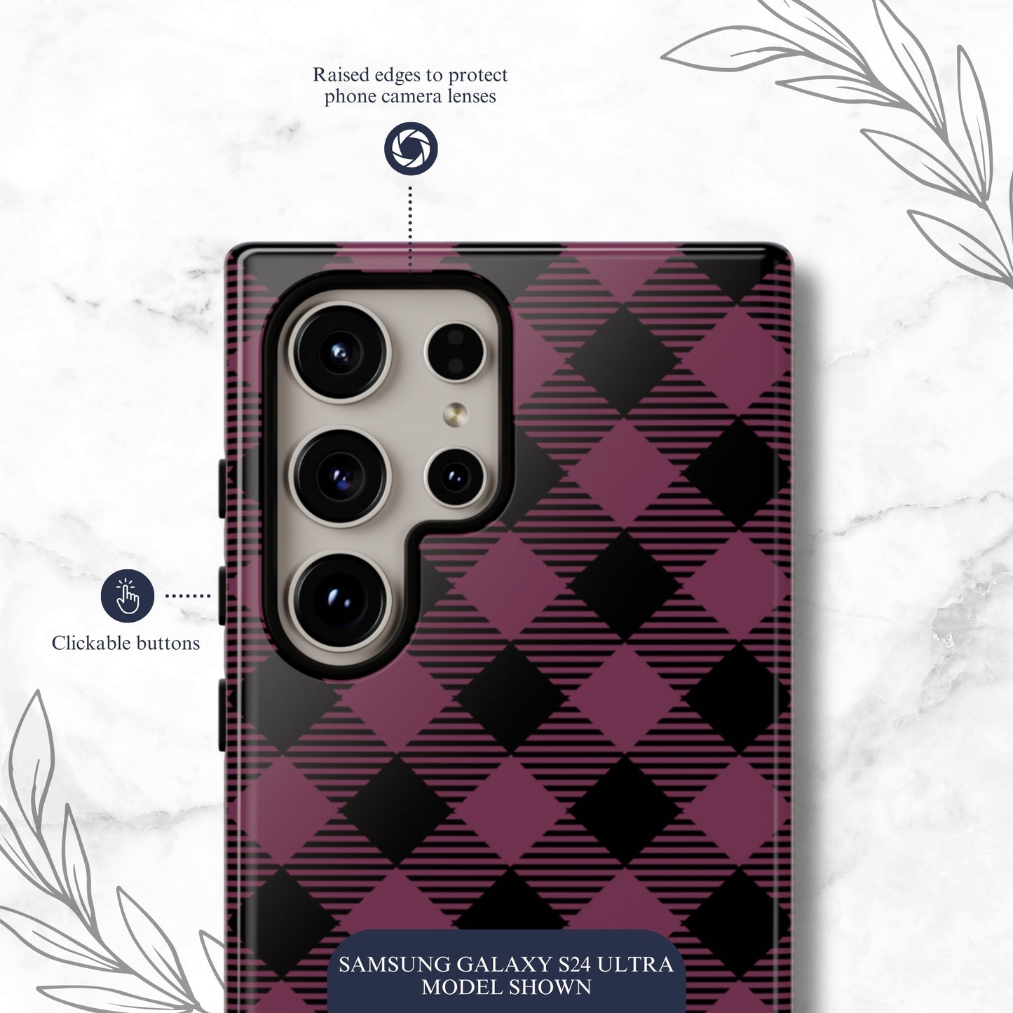 Plum Plaid - Samsung Galaxy Case Phone Case-aesthetic phone case-shockproof phone case-cute phone case-designer phone case-elegant phone case-luxury phone case-phone accessories-fashion accessory