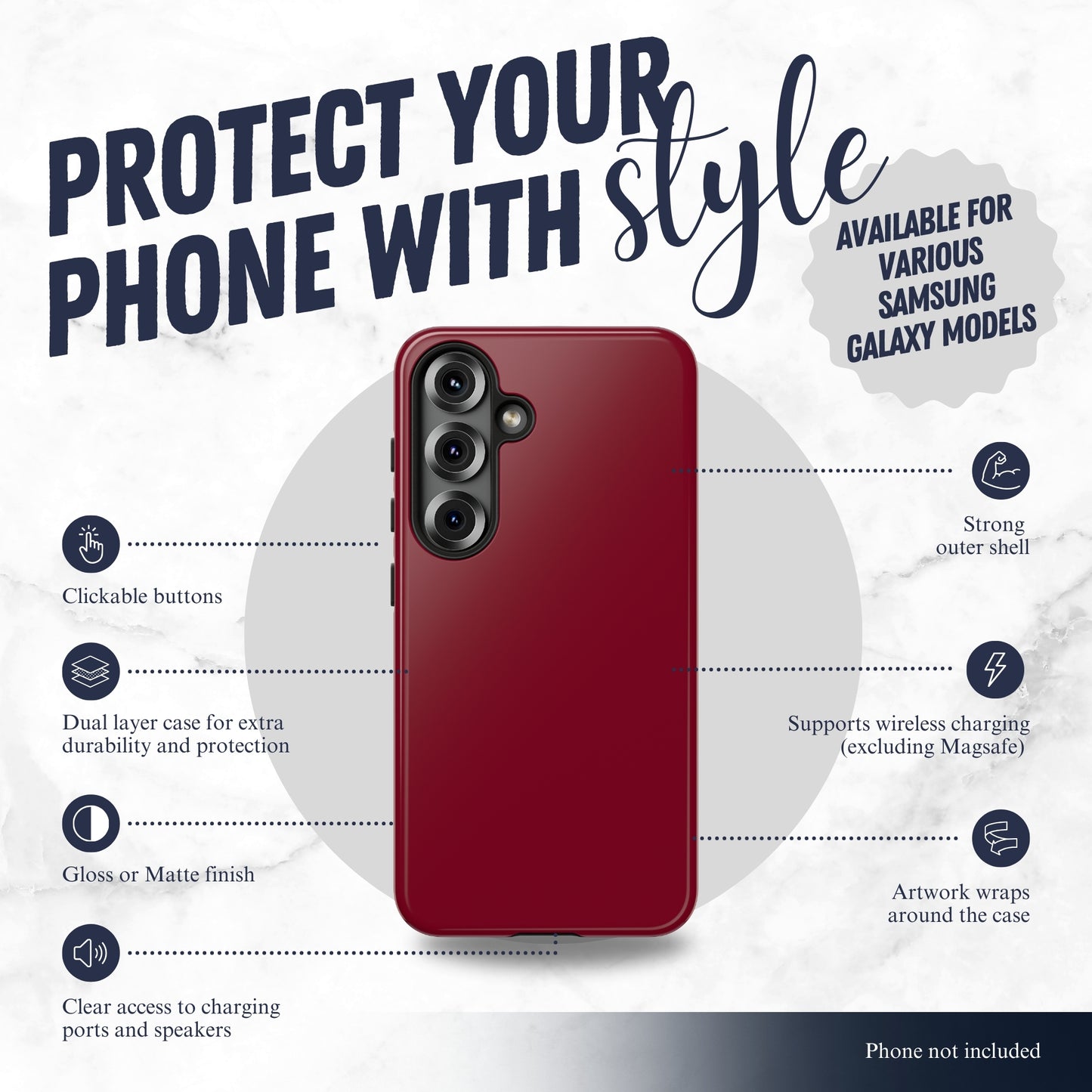Burgundy - Samsung Galaxy Case Phone Case-aesthetic phone case-shockproof phone case-cute phone case-designer phone case-elegant phone case-luxury phone case-phone accessories-fashion accessory