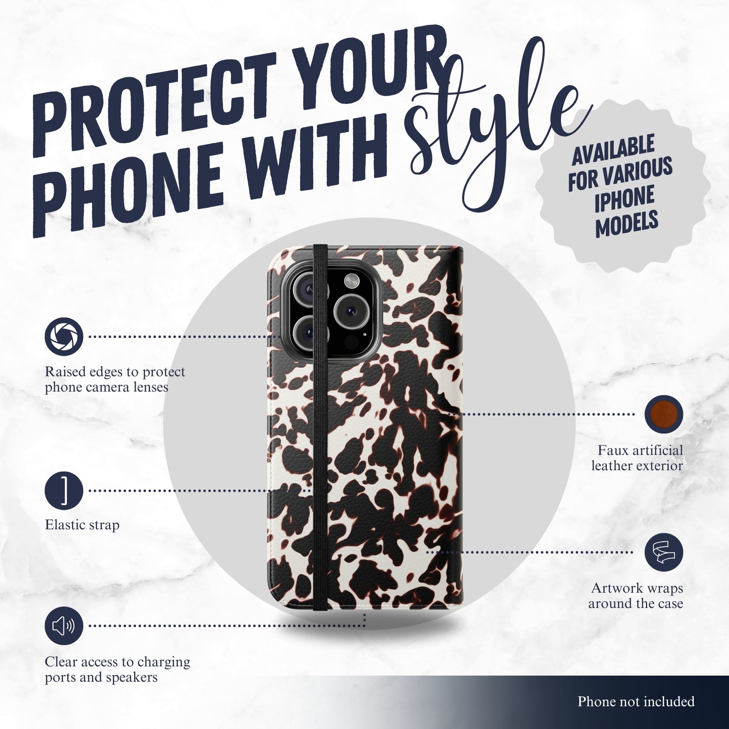 Dark Cocoa - iPhone Flip Case Wallet, Leather Folio Case Phone Case-aesthetic phone case-shockproof phone case-cute phone case-designer phone case-elegant phone case-luxury phone case-phone accessories-fashion accessory